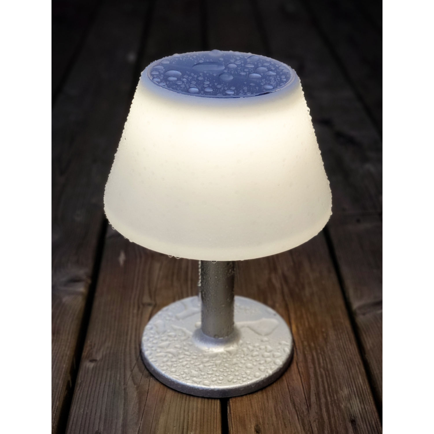 BAZZ Solar Powered Integrated LED Table Lamp Desk Light Waterproof Outdoor/Indoor, T19290WH