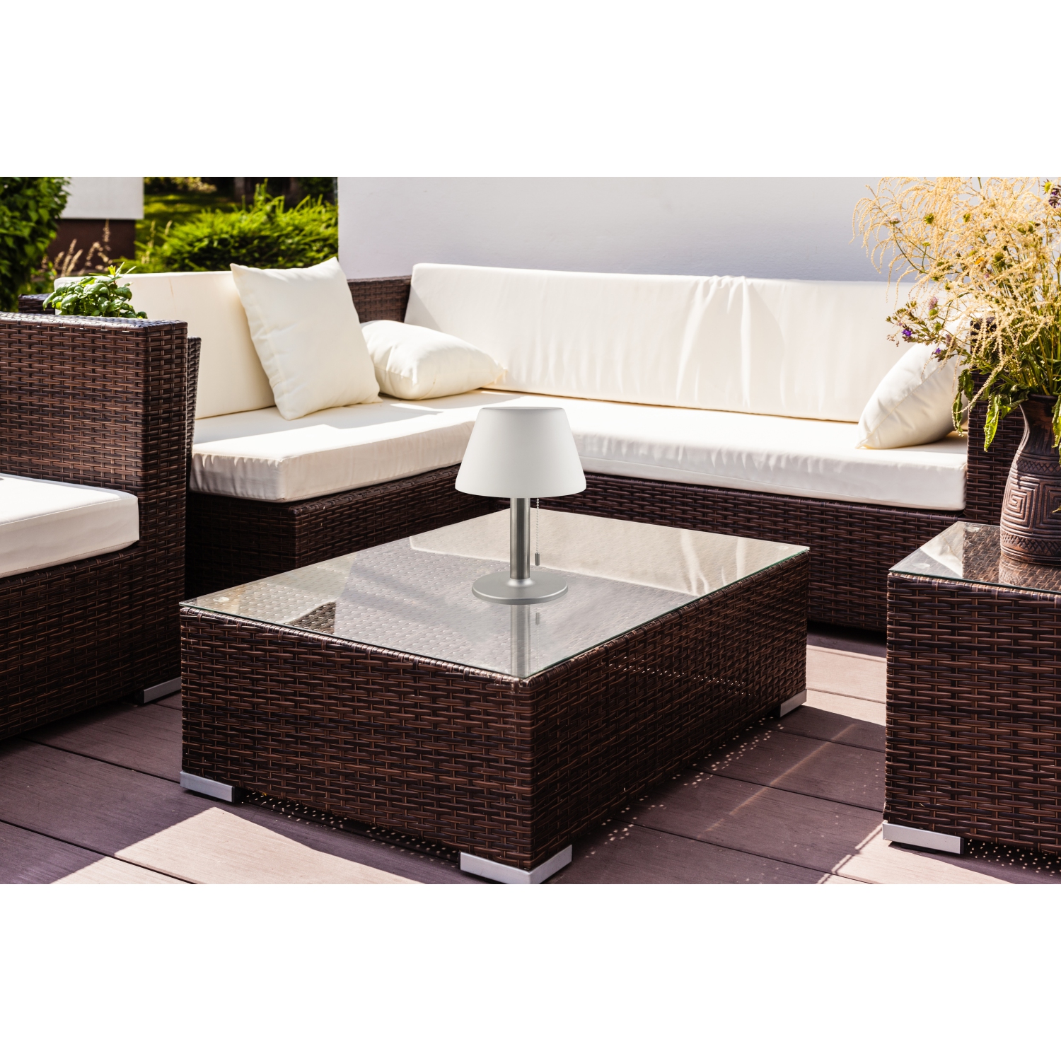 BAZZ Solar Powered Integrated LED Table Lamp Desk Light Waterproof Outdoor/Indoor, T19290WH