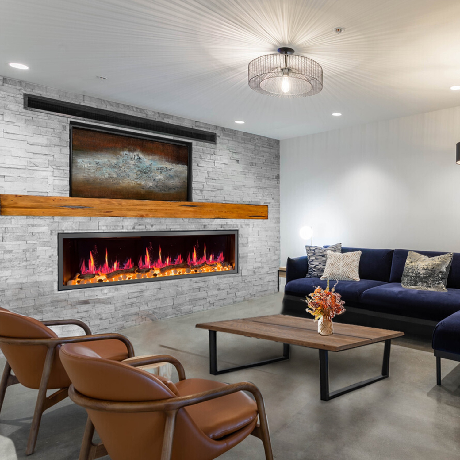 2025 Nouveaux foyers de Litedeer Latitude 75&nbsp;po Contrôle intelligent HD LED Foyer électrique Wi-Fi, noir