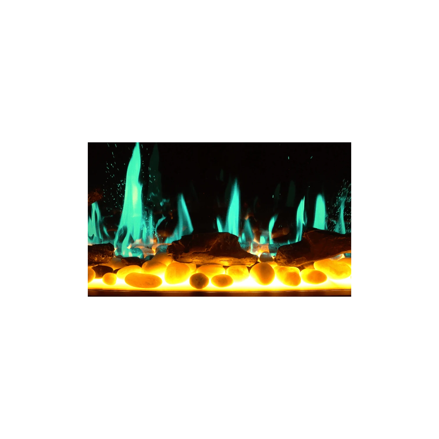 2025 Nouveau foyer électrique intelligent de 58&nbsp;po Gloria II de Litedeer Homes avec App Bûche en bois flotté et roche fluviale - ZEF58VS, argenté