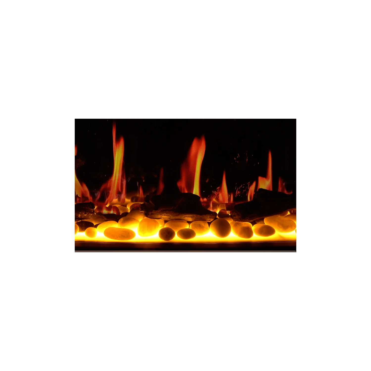 2025 Nouveau foyer électrique intelligent de 58&nbsp;po Gloria II de Litedeer Homes avec App Bûche en bois flotté et roche fluviale - ZEF58VS, argenté