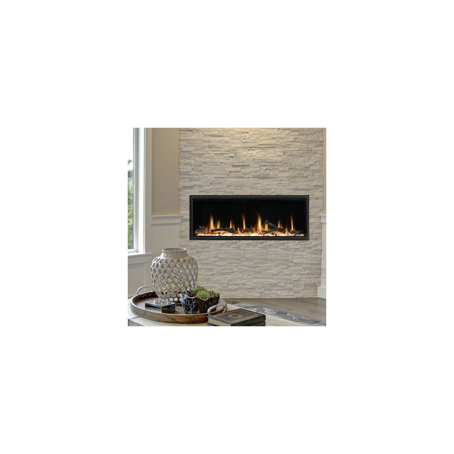 Foyer électrique intelligent Latitude de 45 po de LiteDeer Homes avec application, sons de feu crépitants, noir - ZEF45X