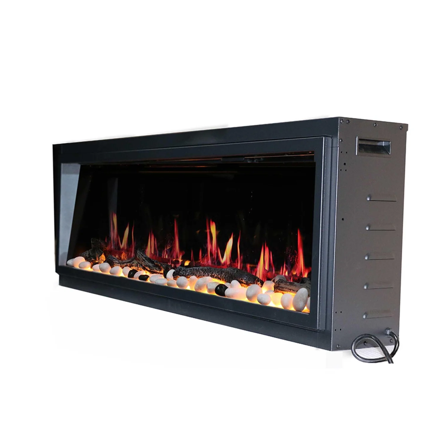 Foyer électrique intelligent Latitude de 45 po de LiteDeer Homes avec application, sons de feu crépitants, noir - ZEF45X