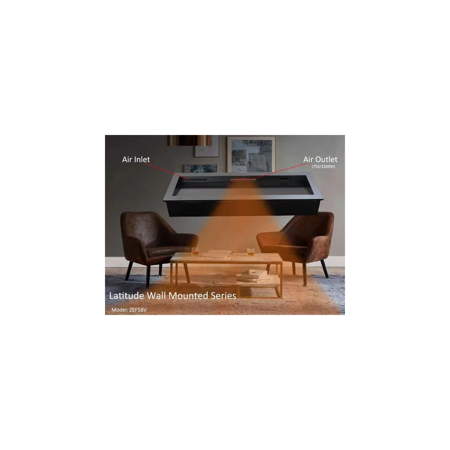 2025 Nouveau foyer électrique intelligent mural de 58&nbsp;po Latitude II de Litedeer Homes avec sons crépitants, style multi-flammes, APPLICATION EN