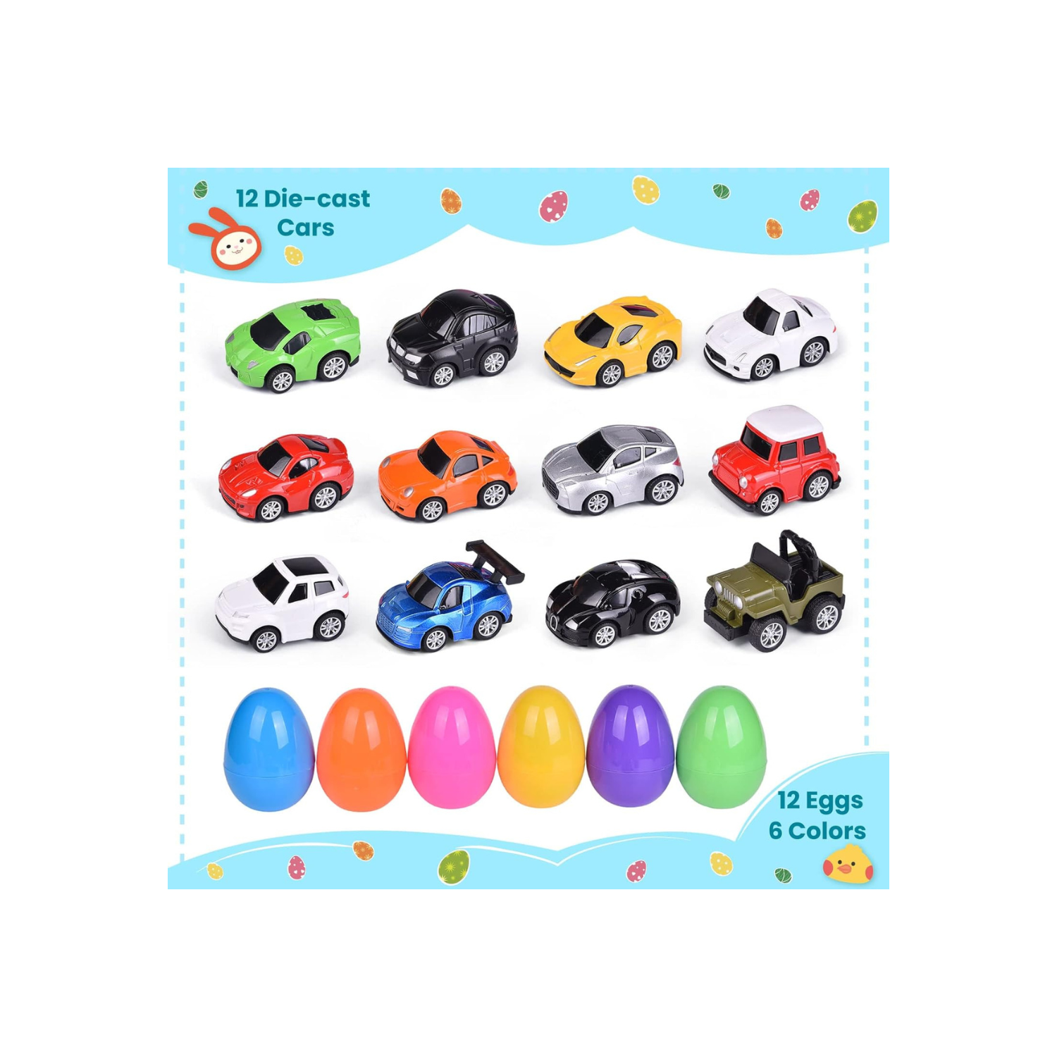 Fun Little Toys F-500 12pcs Easter Eggs Alloy Car Assortment