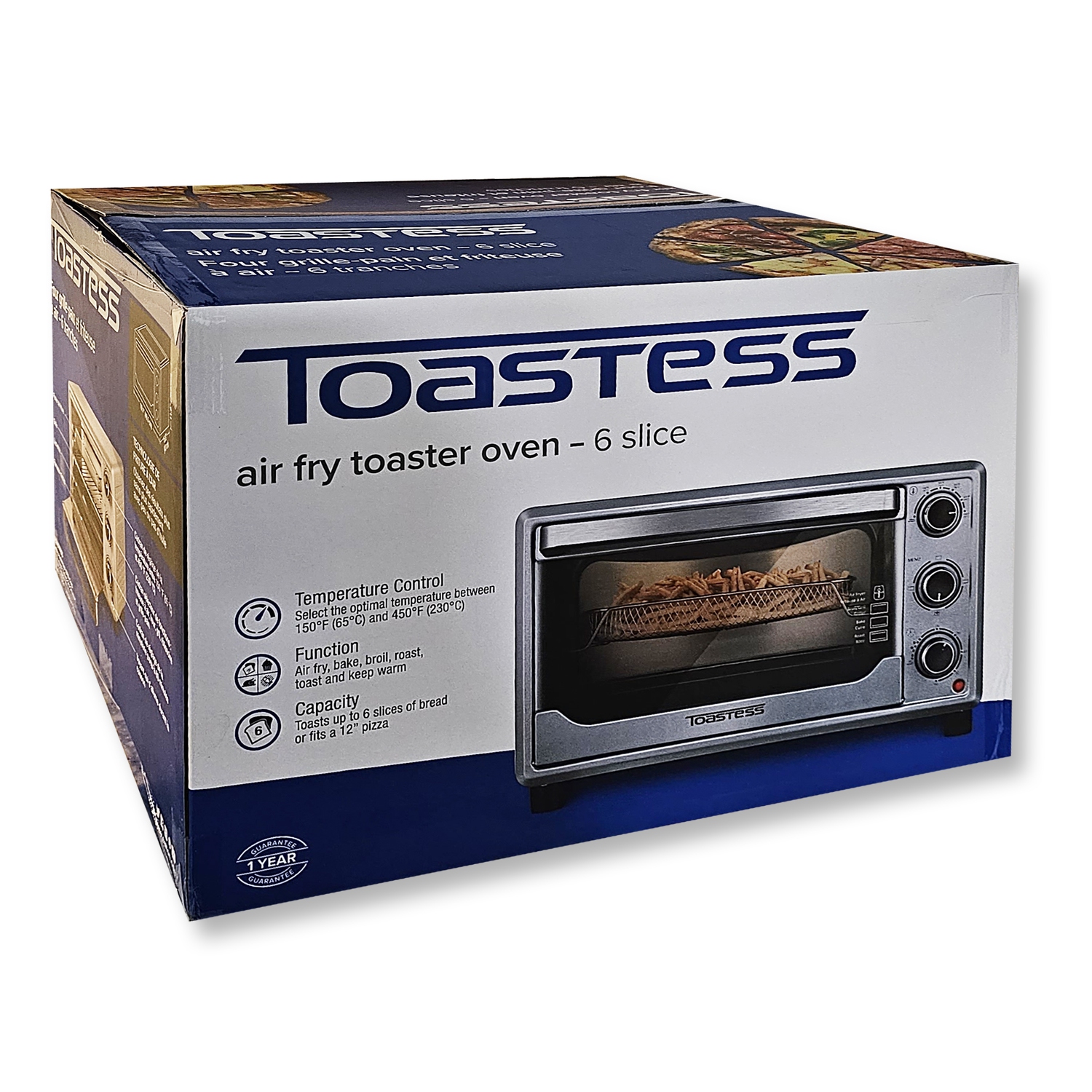 Toastess - Toaster Oven and Air Fryer, 6 Slice Capacity, Adjustable Temperature, Stainless Steel