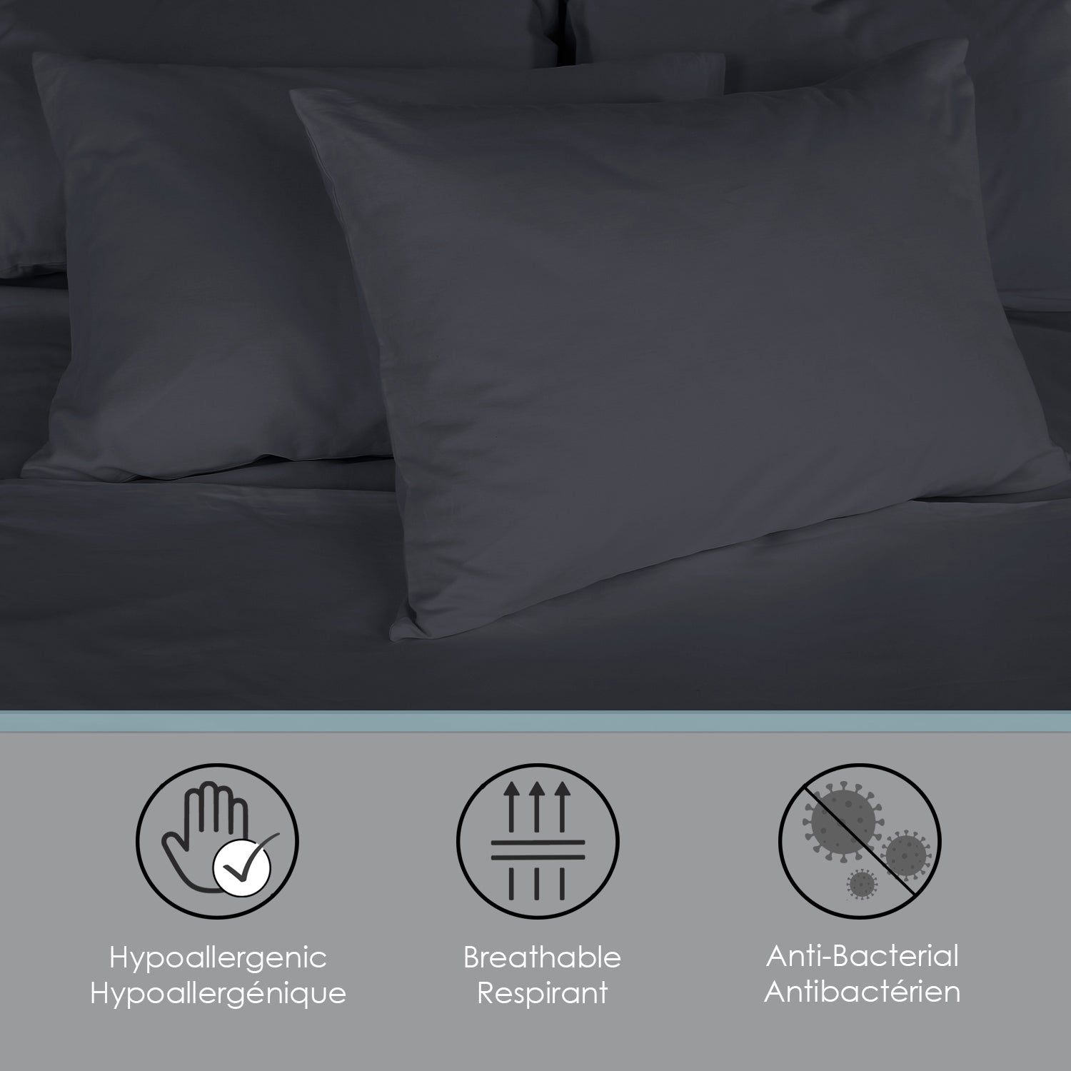 Cotton House - Bamboo Sheet Set, Hypoallergenic, Double Size, Dark Grey