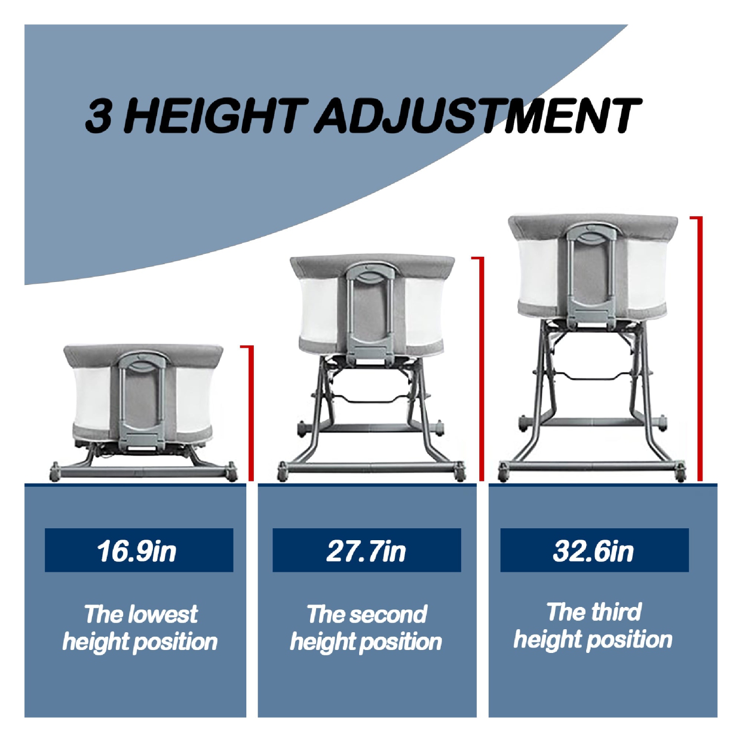 Borncerella bassinets model b 2 in 1 for newborn baby, gray