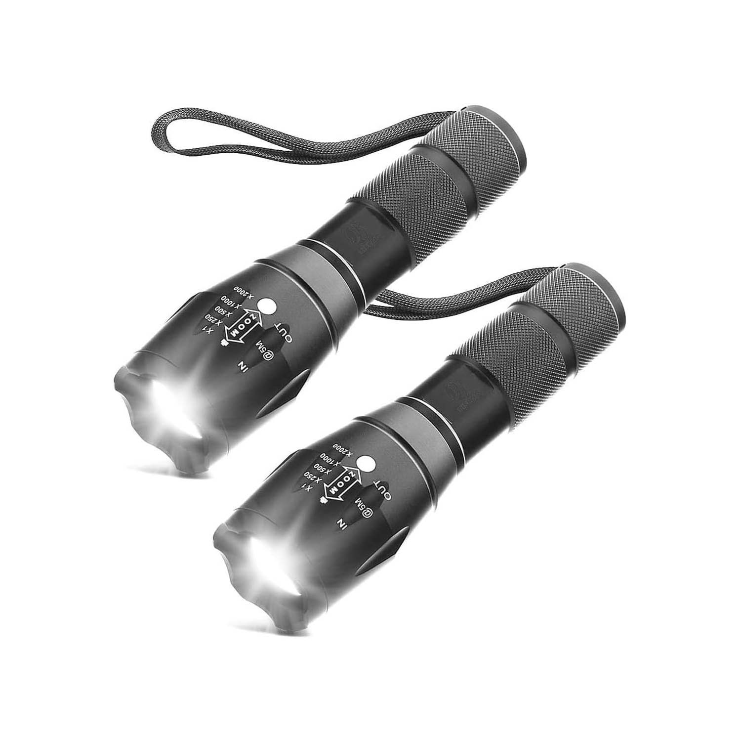 Kunova 2PCS Tactical Flashlight, Ultra Bright XML T6 LED Torch with 5 Light Modes & Adjustable Focus for Emergency Camping Hiking