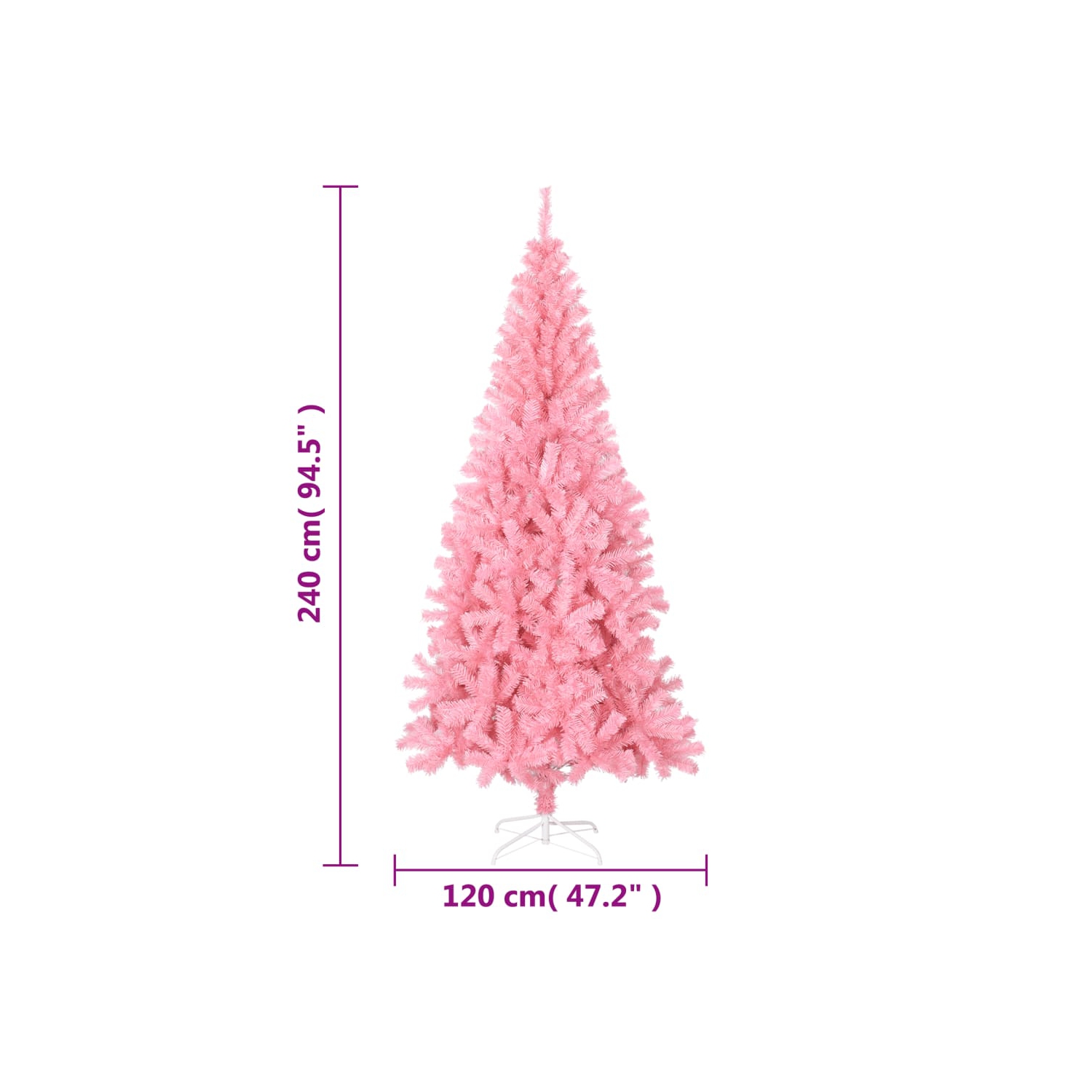 vidaXL Artificial Christmas Tree with Stand Pink 240 cm PVC