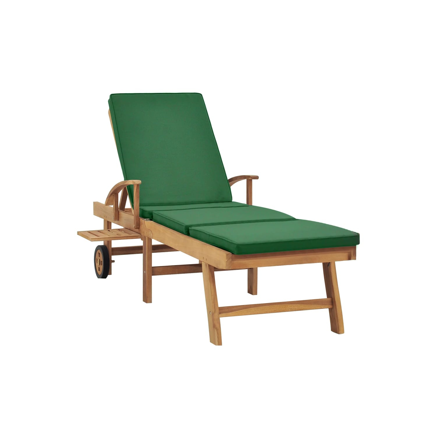 vidaXL Sun Lounger with Cushion Solid Teak Wood Green
