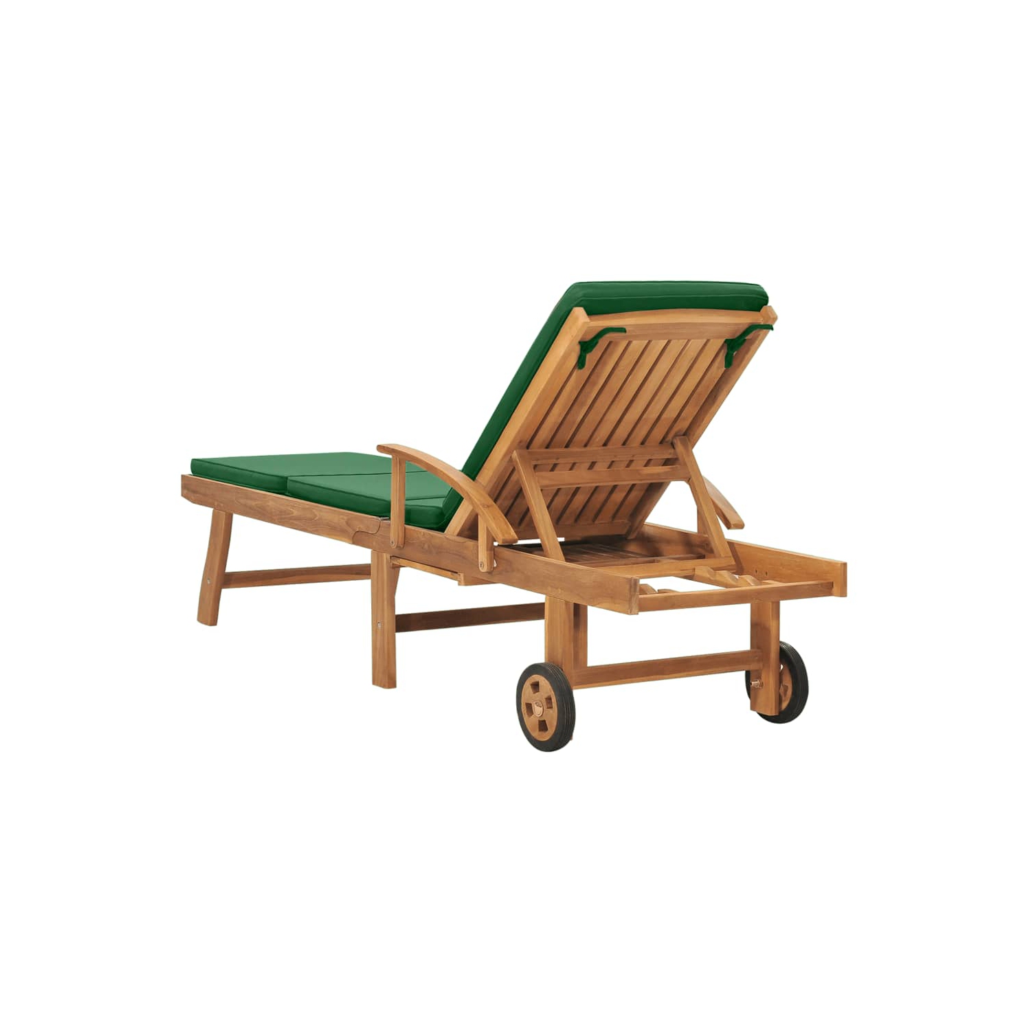 vidaXL Sun Lounger with Cushion Solid Teak Wood Green
