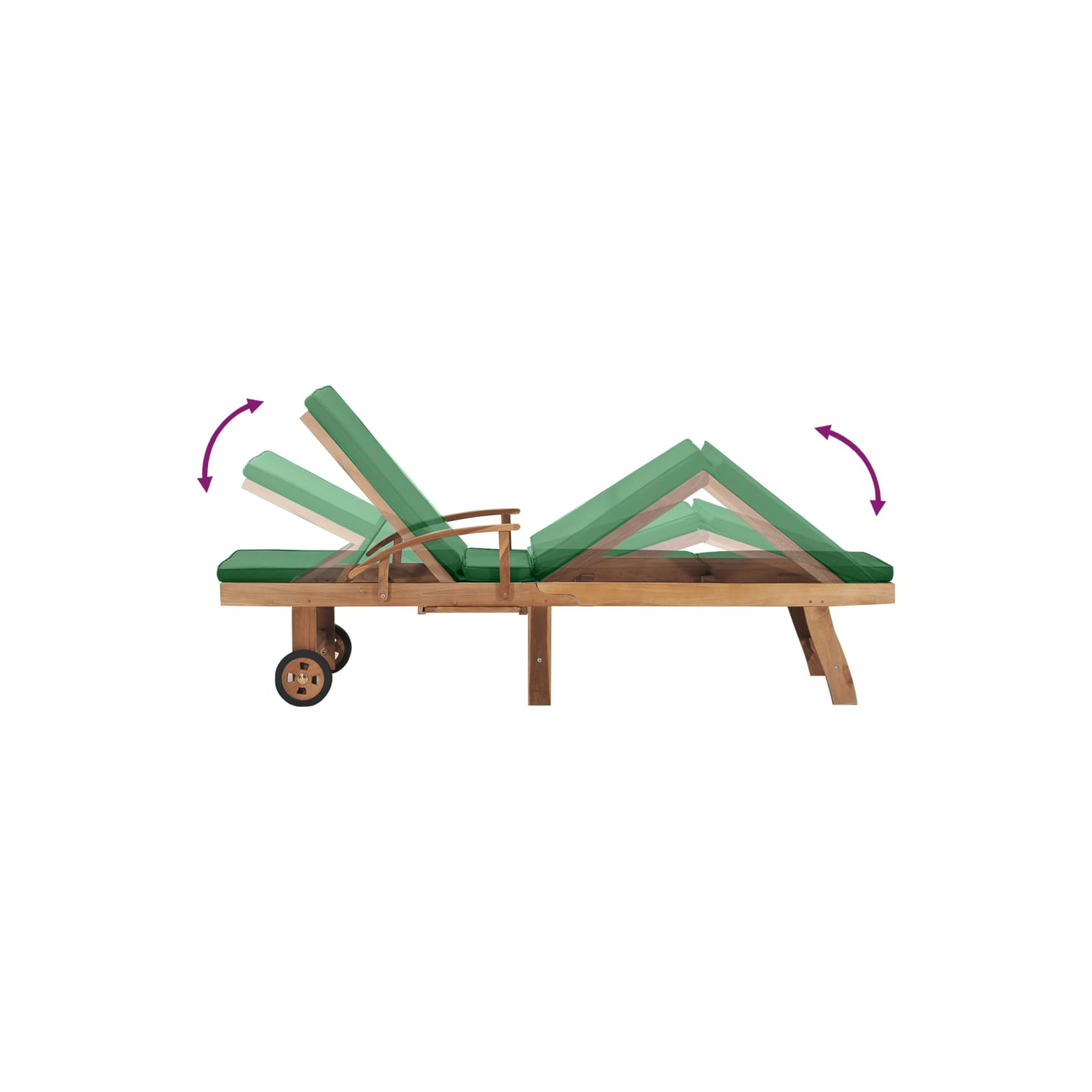 vidaXL Sun Lounger with Cushion Solid Teak Wood Green