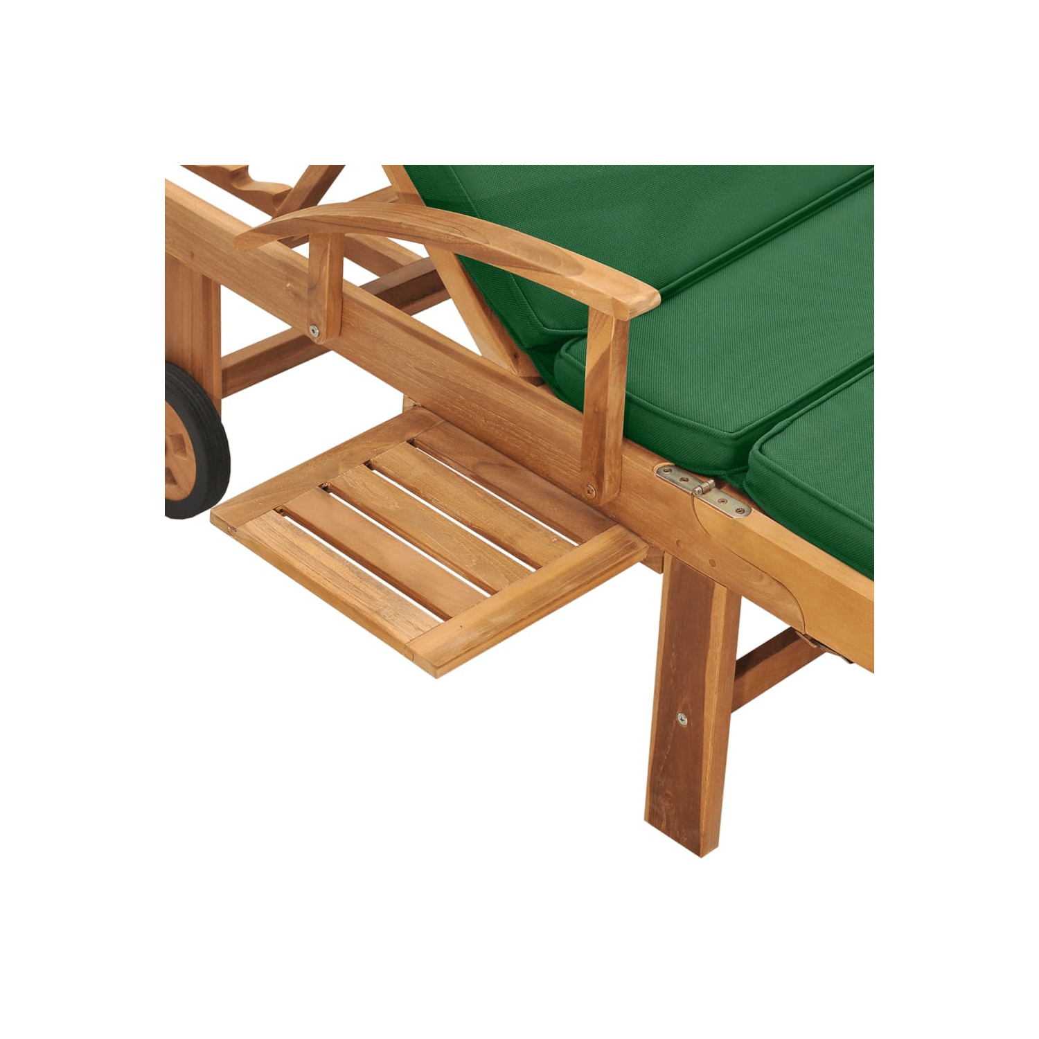vidaXL Sun Lounger with Cushion Solid Teak Wood Green