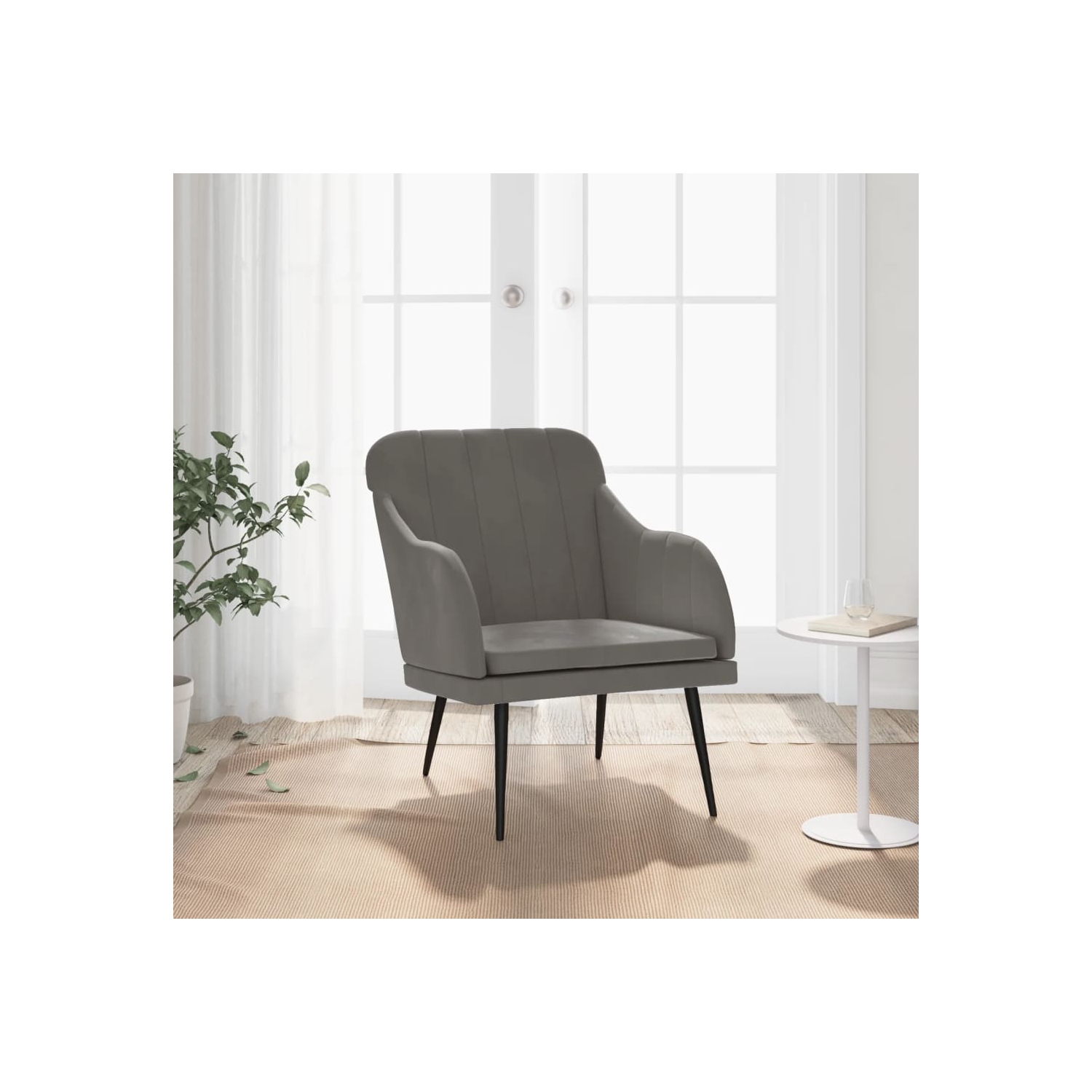 vidaXL Armchair Dark Grey 63x76x80 cm Velvet