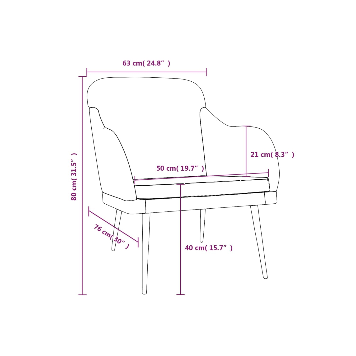vidaXL Armchair Dark Grey 63x76x80 cm Velvet