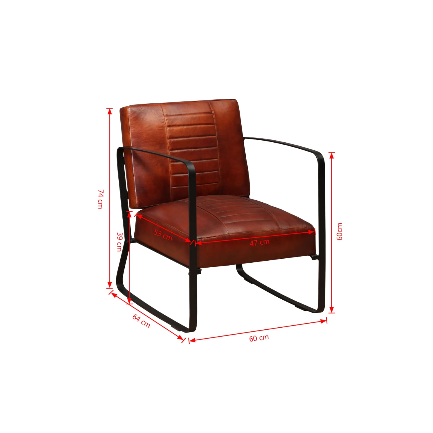 vidaXL Lounge Chair Brown Genuine Leather