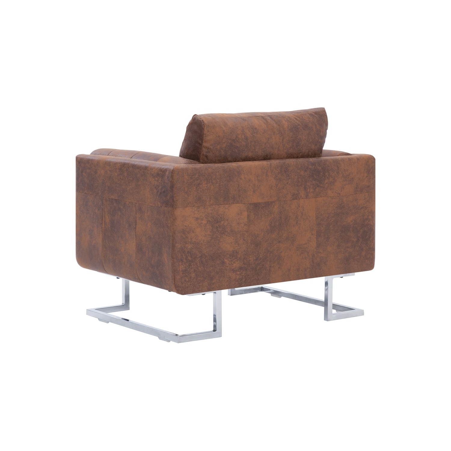 vidaXL Cube Armchair Brown Faux Suede Leather