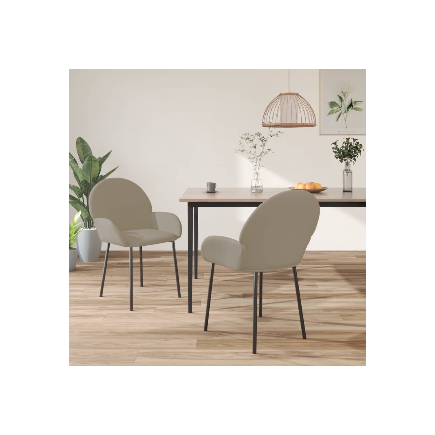 Chaises de salle à manger 2 pièces en velours gris pâle