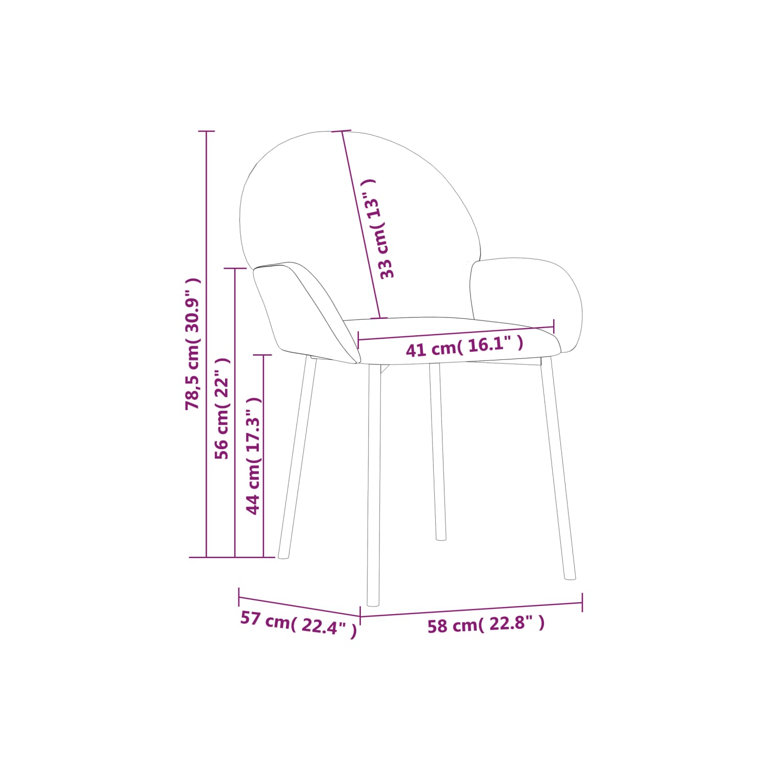 Chaises de salle à manger 2 pièces en velours gris pâle