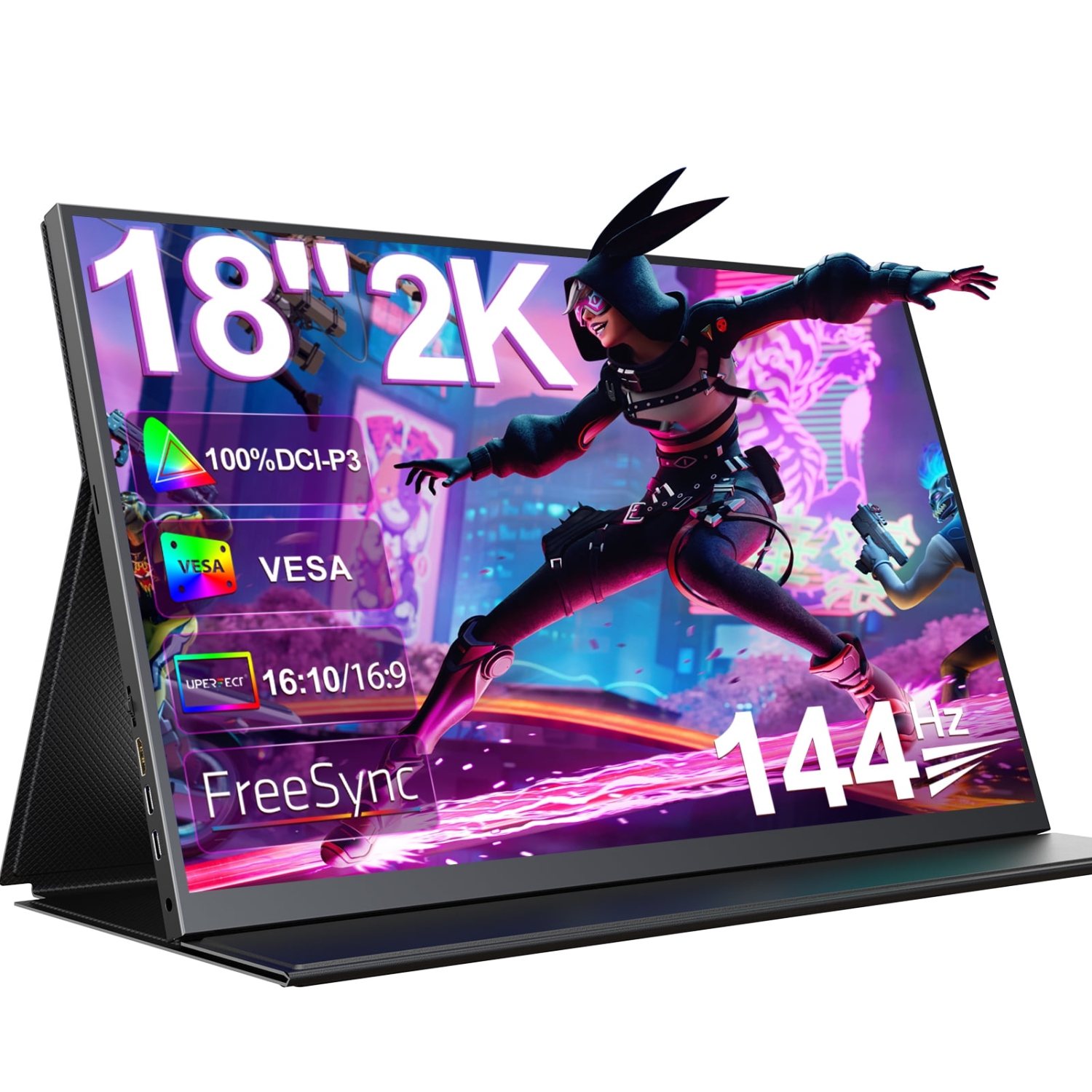 UPERFECT 144HZ Portable Gaming Monitor， 18" 2K 2560x1600P QHD 100% DCI-P3 Screen