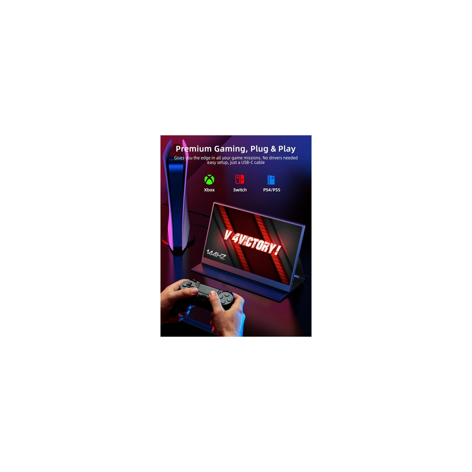 UPERFECT UGame J4 Portable Gaming Monitor 144Hz, 17.3" 1080P Portable Display VESA