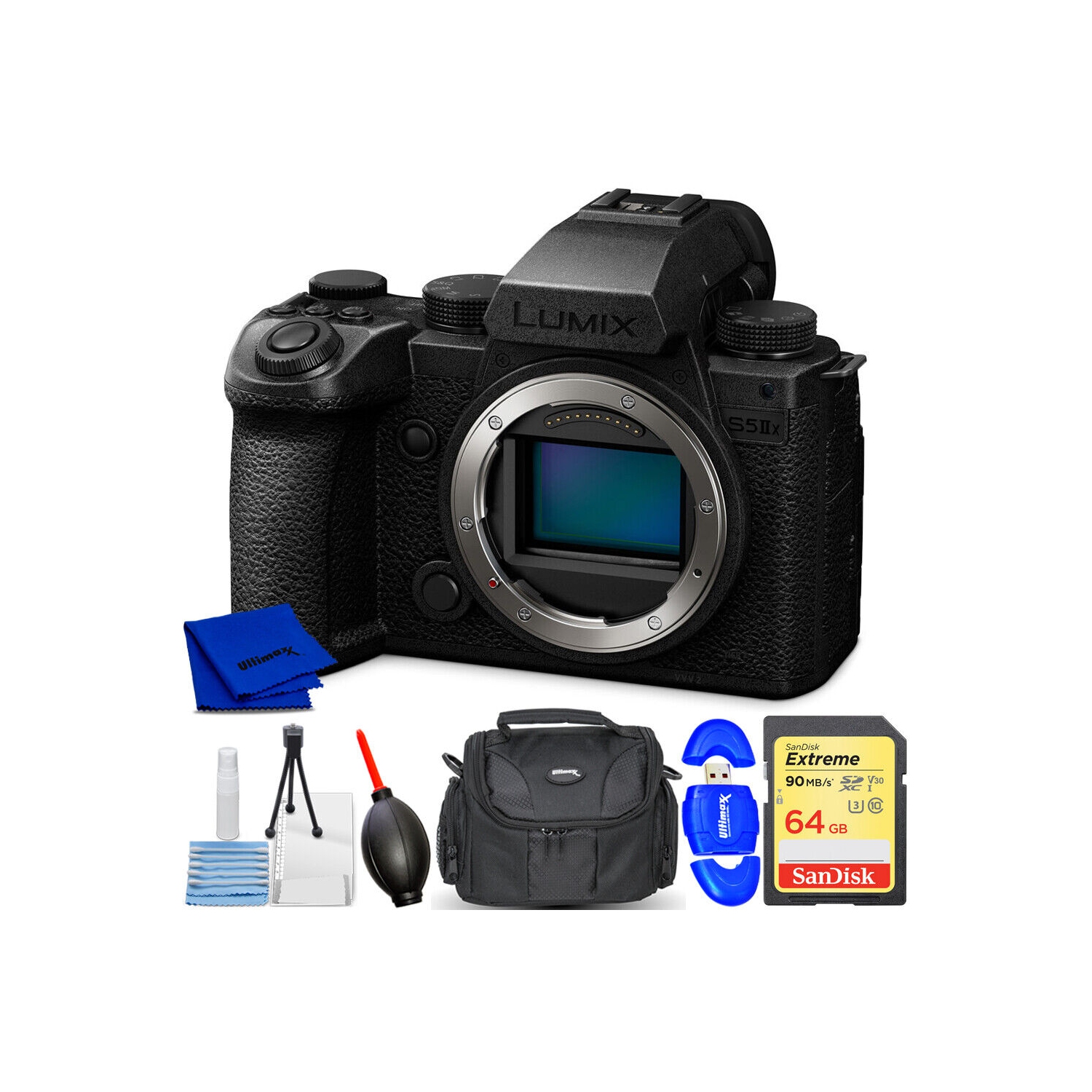 Panasonic Lumix S5 IIX Mirrorless Camera DC-S5M2XBODY - 7PC Accessory Bundle