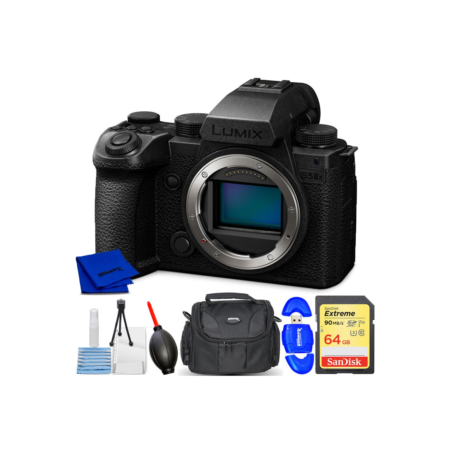 Appareil photo sans miroir Lumix S5 IIX DC-S5M2XBODY de Panasonic - Ensemble d'accessoires 7PC