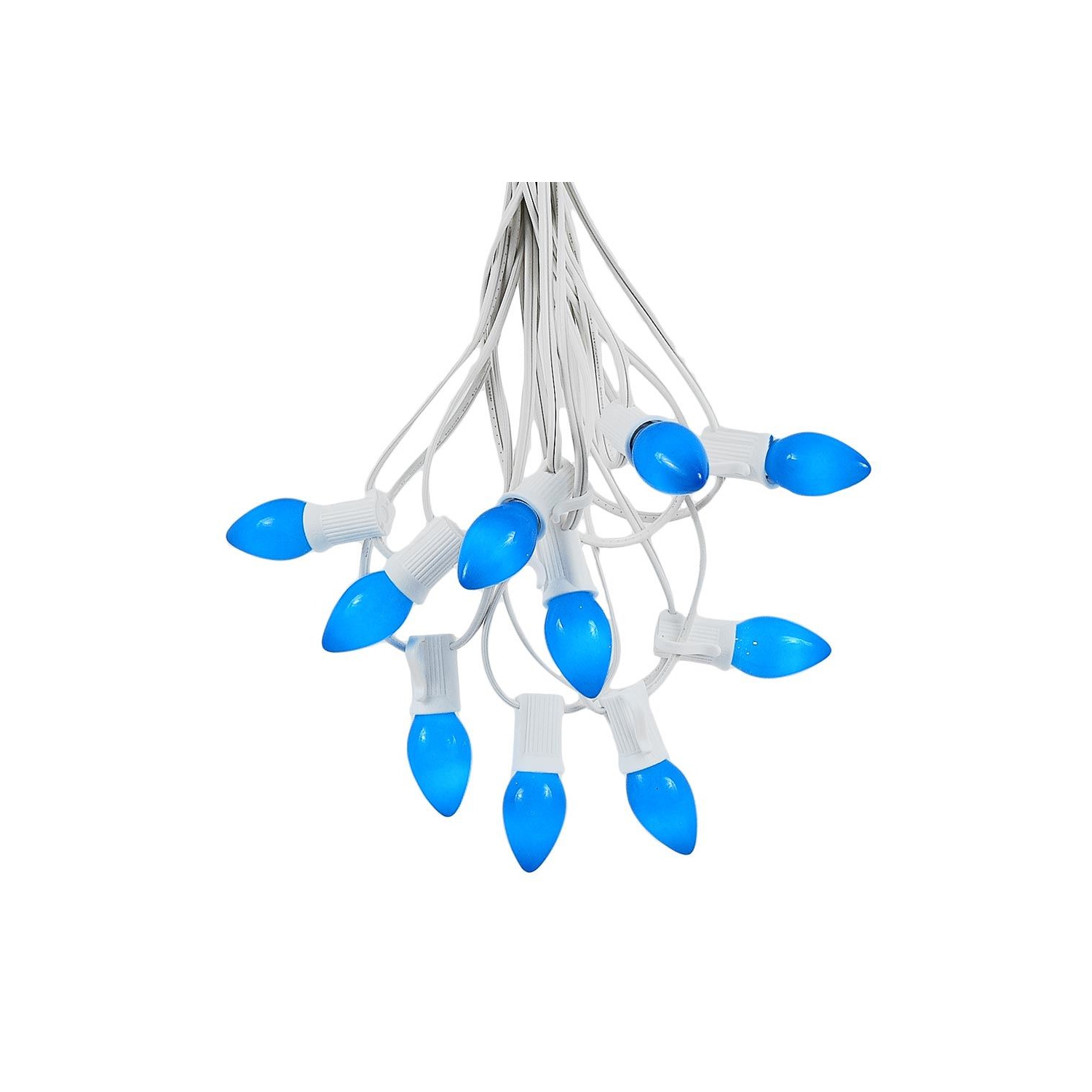 Novelty Lights C7 Ceramic Christmas Lights Set - Indoor/Outdoor Christmas Light String – Opaque Christmas Bulbs – Outdoor String Lights - White Wire