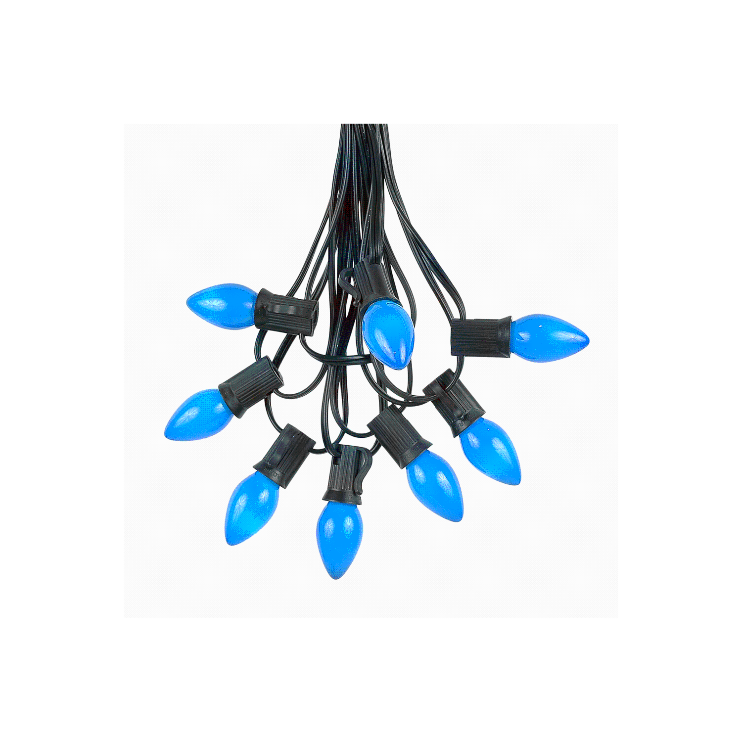 Novelty Lights C7 Ceramic Christmas Lights Set - Indoor/Outdoor Christmas Light String – Opaque Christmas Bulbs – Outdoor String Lights - Black Wire