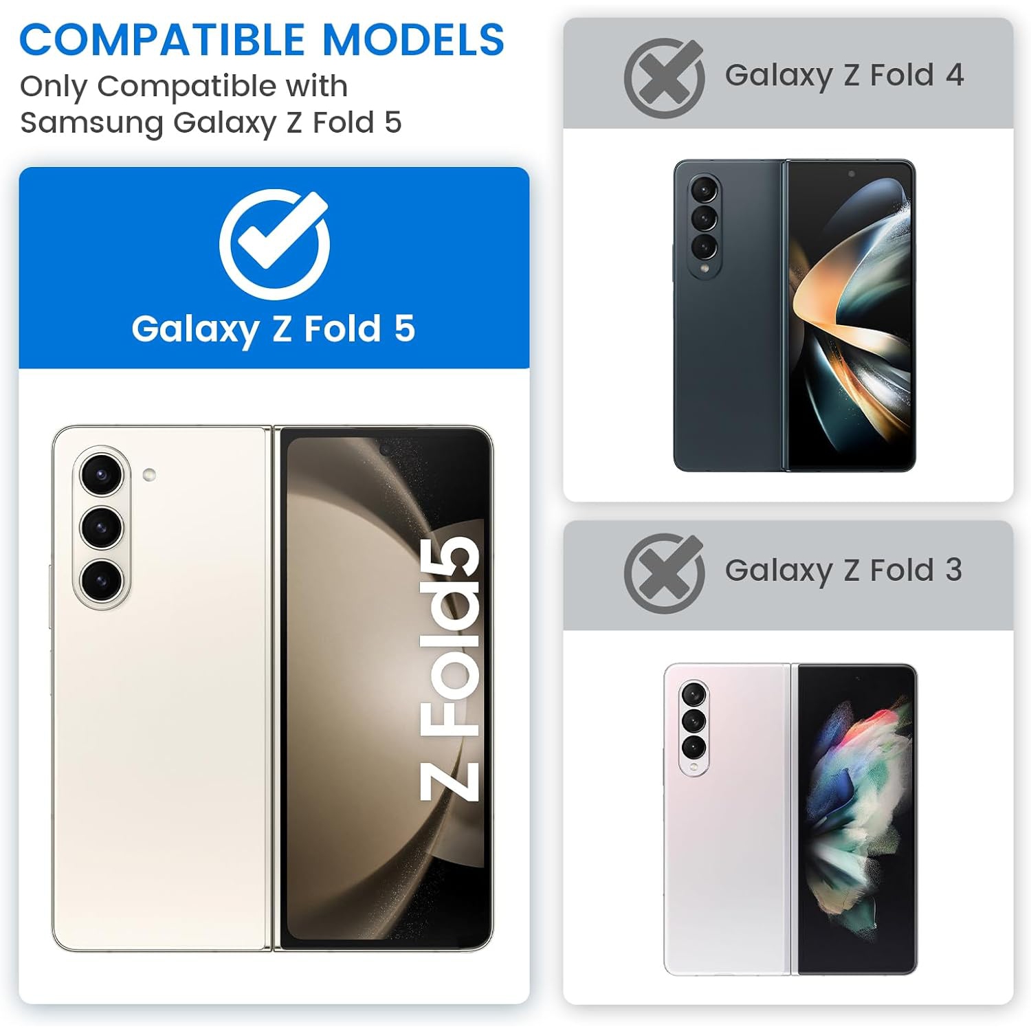 XCRS – Étui de protection robuste pour Galaxy Z Fold 5 5G de Samsung, antichoc, polycarbonate + TPUR matériau triple couche noir