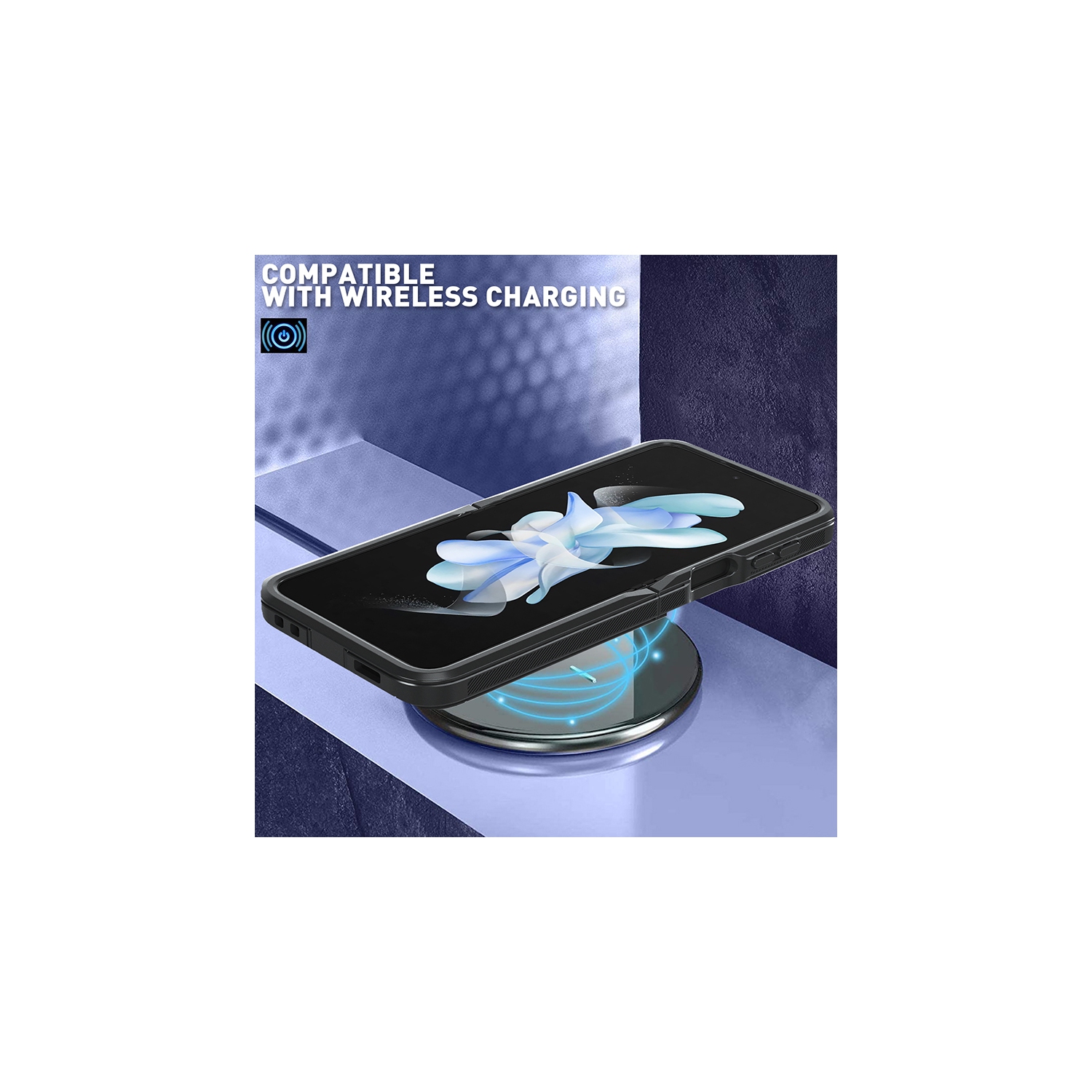 XCRS Heavy Duty Protection Case for Samsung Galaxy Z Flip 5 5G, Shockproof, PC + TPU Material Triple layered Cover Black