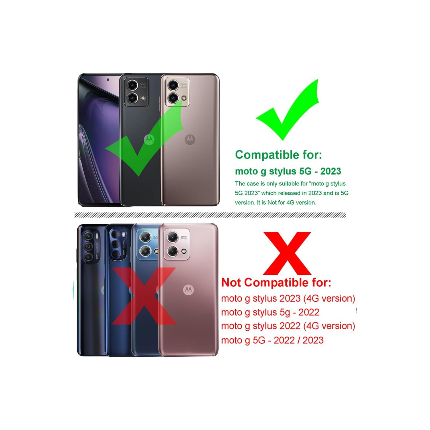 XCRS – Étui portefeuille magnétique, pochette en cuir de polyuréthane avec fente pour carte et support pour Motorola Moto G Stylus 5G (2023).