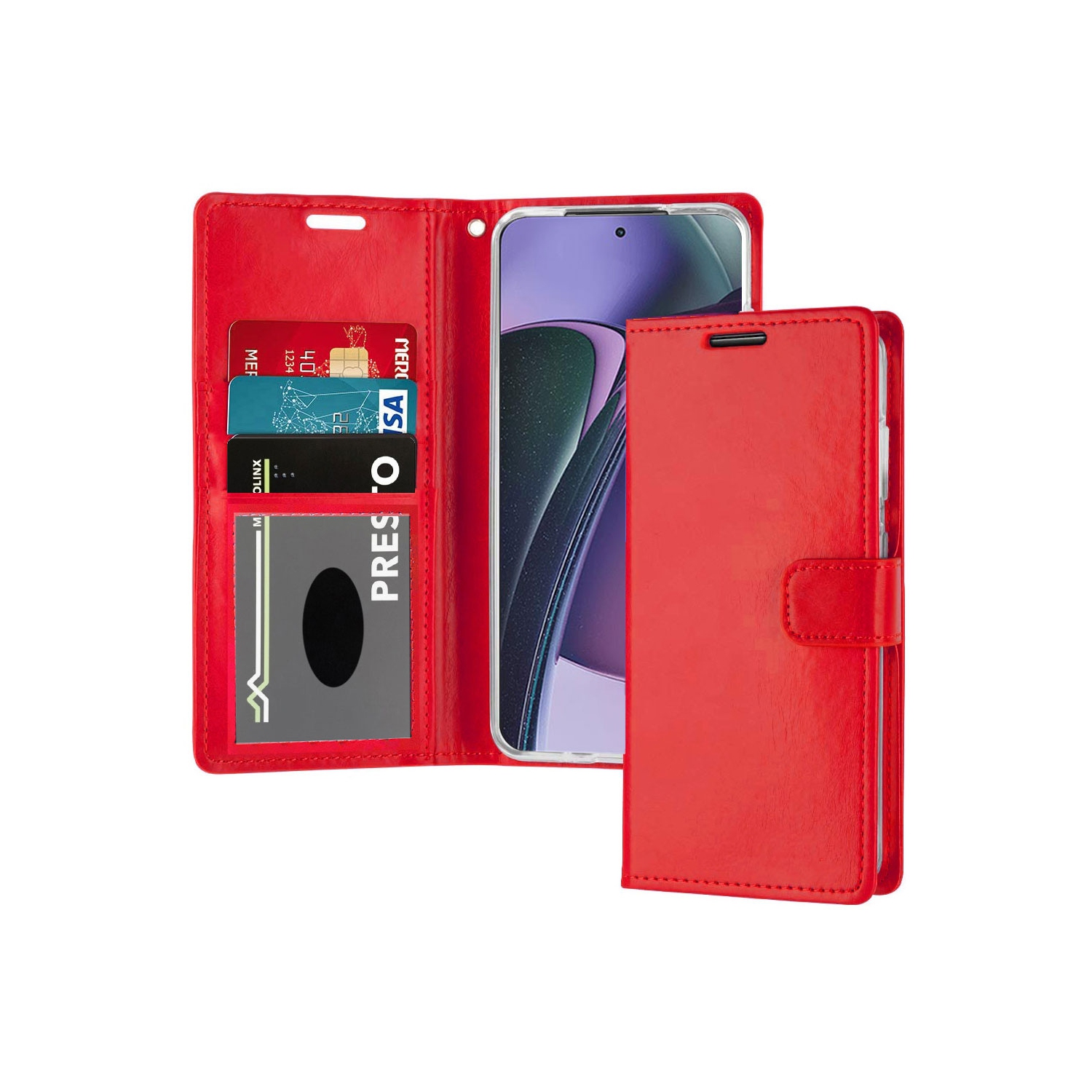 XCRS – Étui portefeuille magnétique, pochette en cuir de polyuréthane avec fente pour carte et support pour Motorola Moto G Stylus 5G (2023).