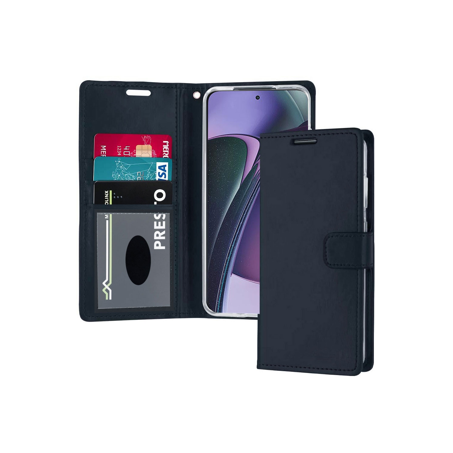 XCRS Folio Magnetic Wallet Cover, PU Leather Pouch with Card Slot and Stand Case for Motorola Moto G Stylus 5G (6.6 inches) (2023).