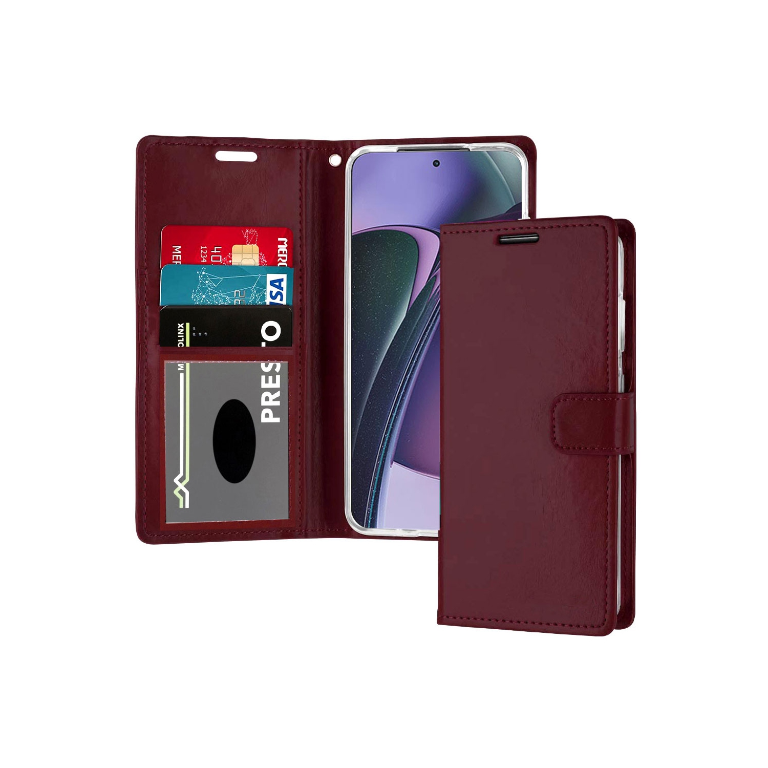 XCRS – Étui portefeuille magnétique, pochette en cuir de polyuréthane avec fente pour carte et support pour Motorola Moto G Stylus 5G (2023).