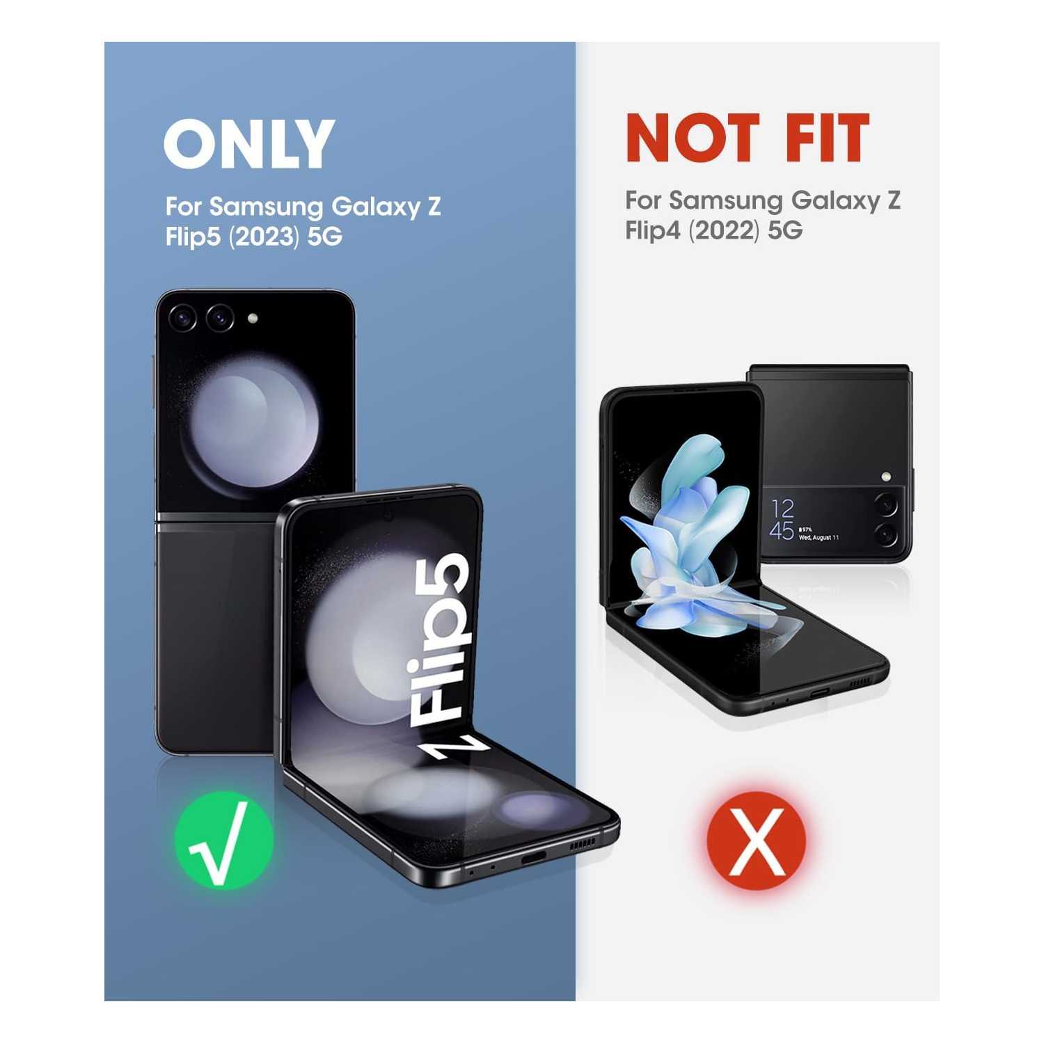 XCRS Tempered Glass, with Accurate Touch, Screen Protector for Samsung Galaxy Z Flip 5 [2-Pack] (Front Glass Only)