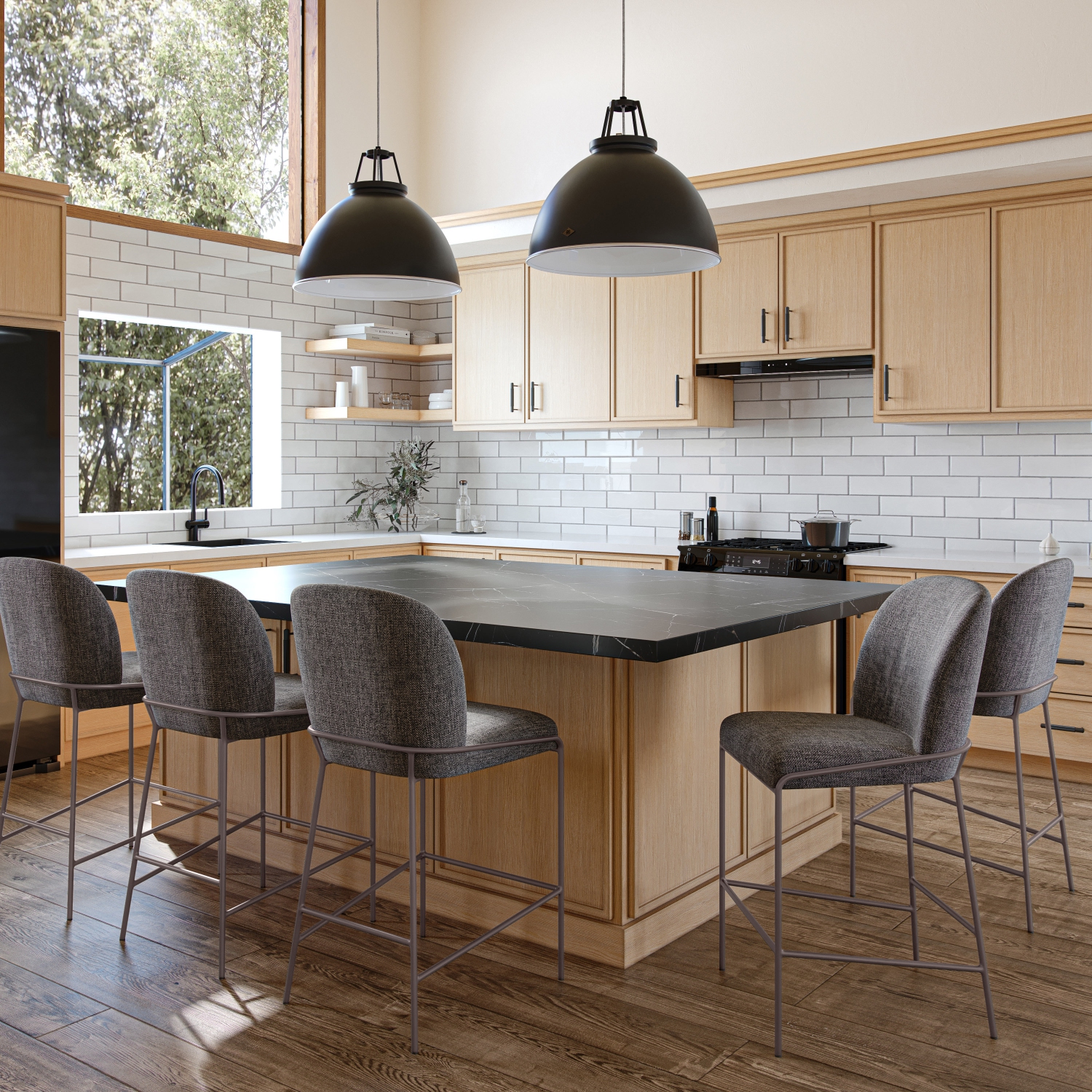 CorLiving Blakeley Dark Grey Counter Height Barstool