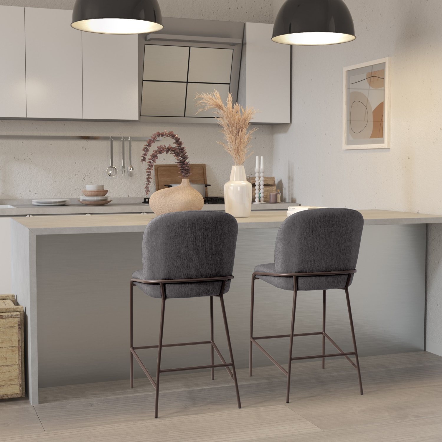 CorLiving Blakeley Dark Grey Counter Height Barstool