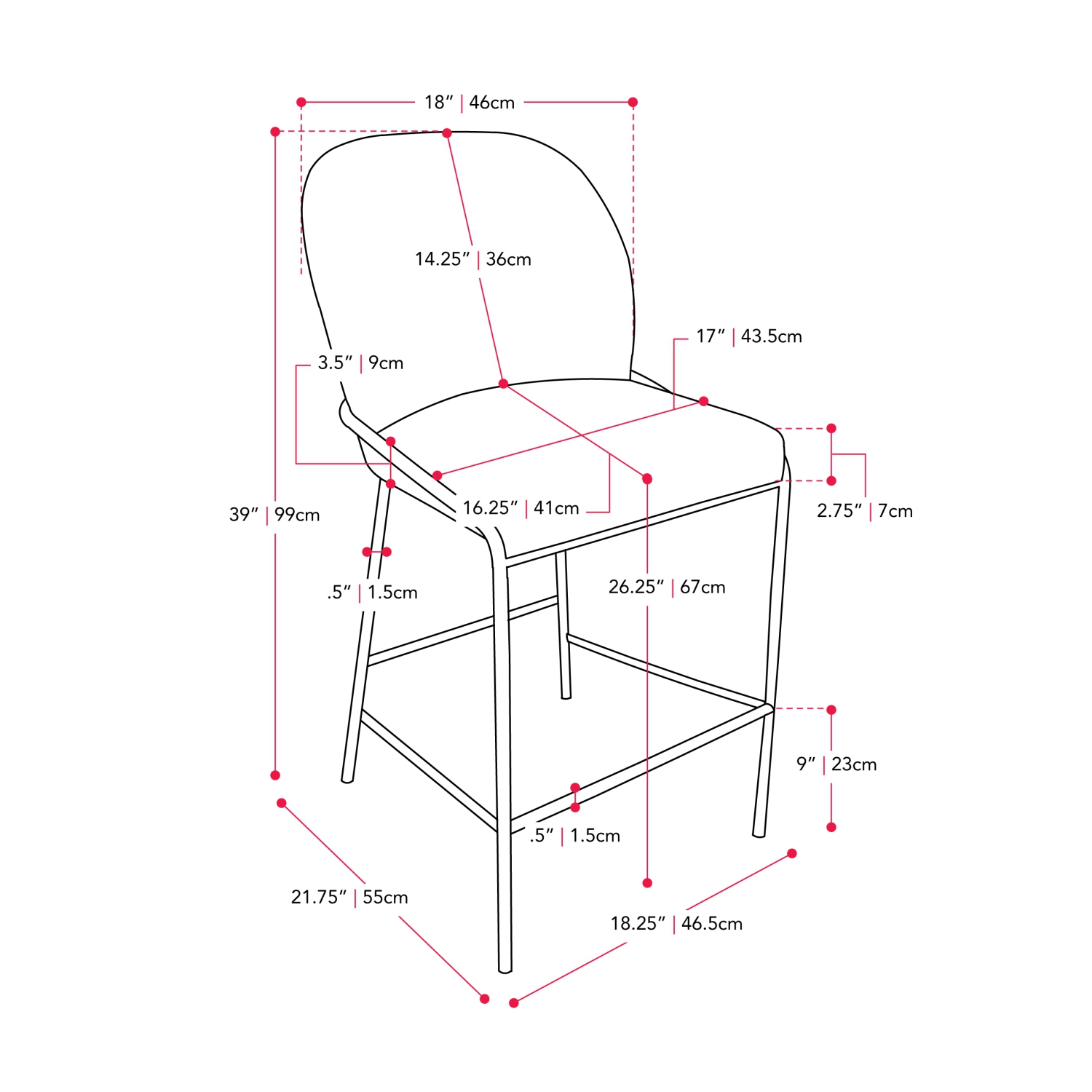 CorLiving Blakeley Dark Grey Counter Height Barstool