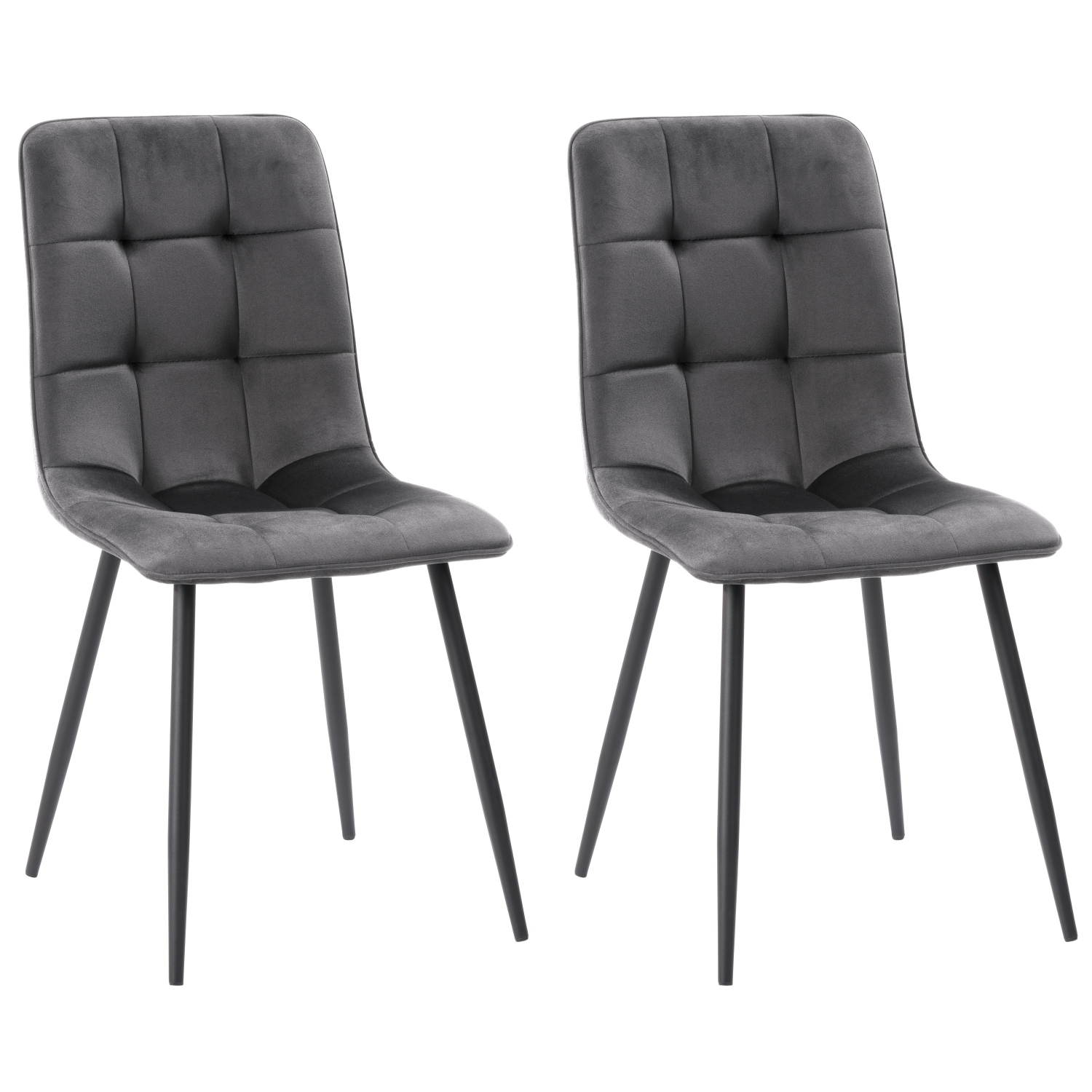 CorLiving Nash Velvet Side Chair With Black Legs, Black