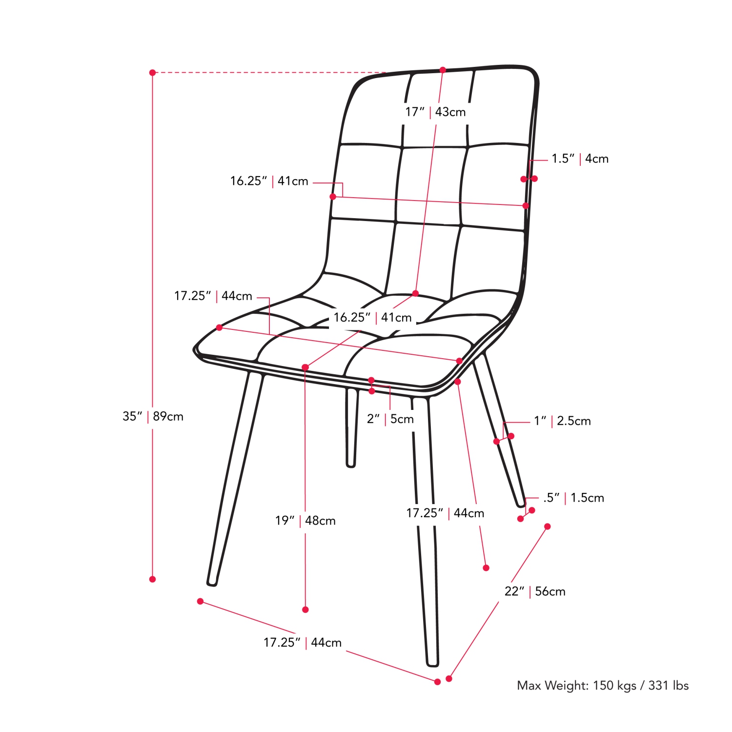 Chaise d'appoint en velours Nash de CorLiving avec pattes noires, noir