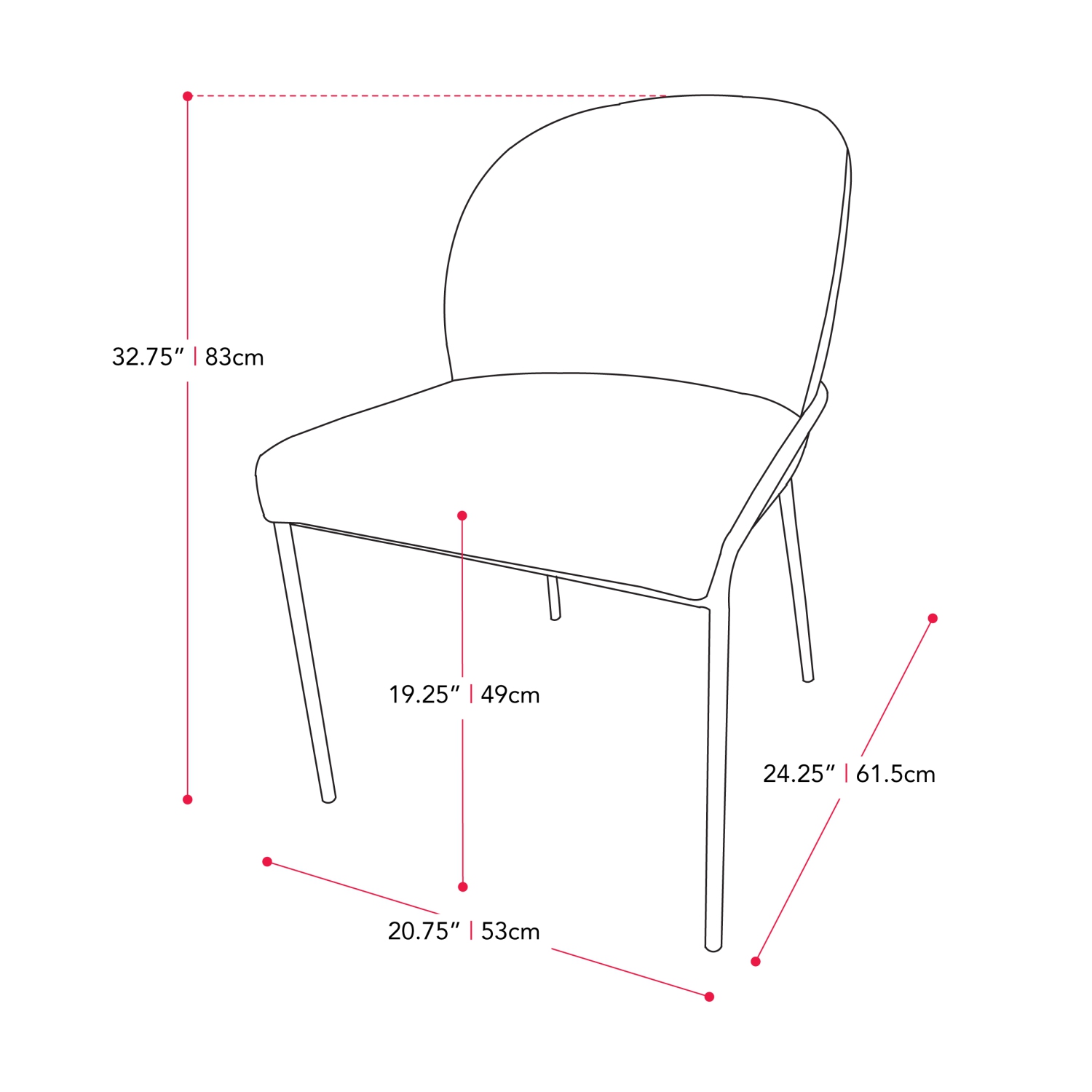 CorLiving Blakeley High Back Modern Upholstered Dining Chairs with Metal Legs, Set of 2