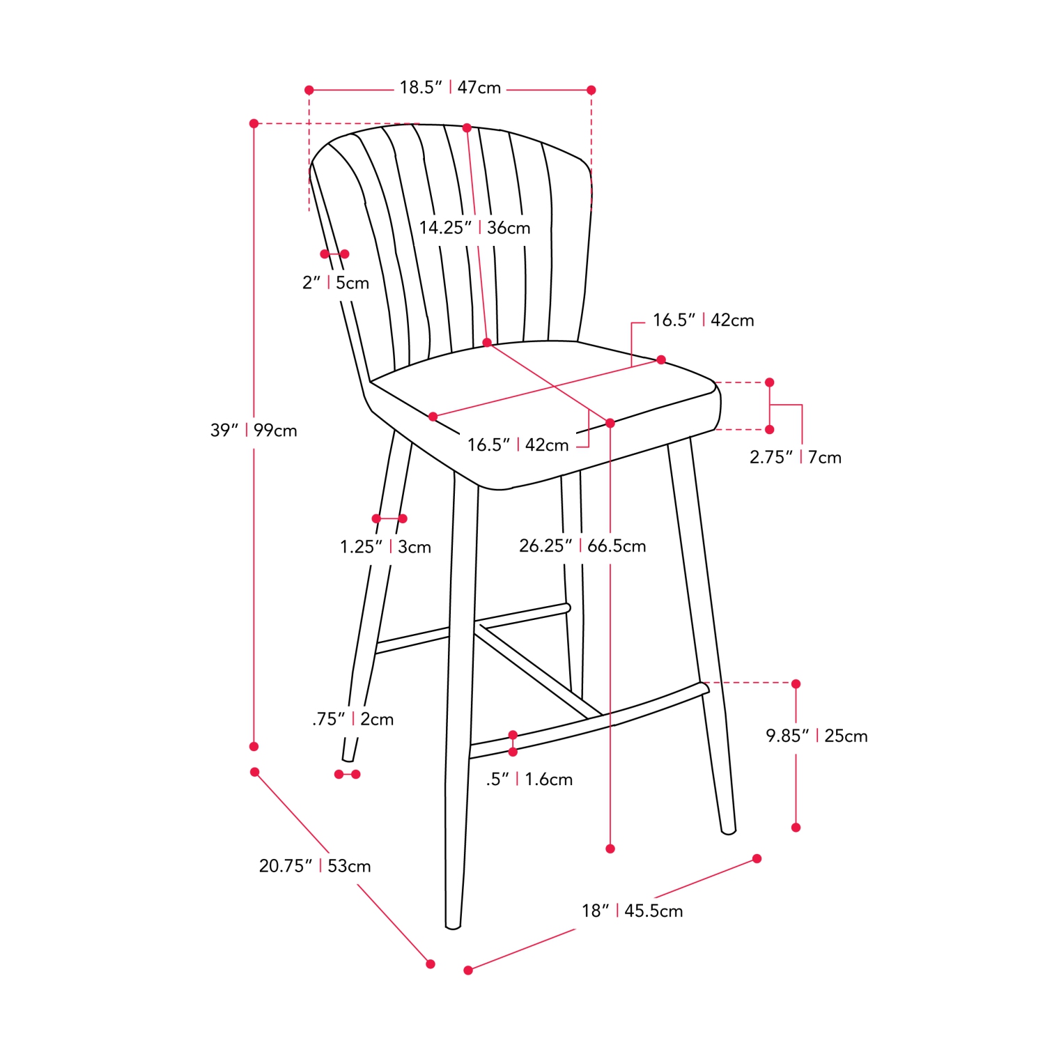 CorLiving Jasper Channel Tufted Barstool