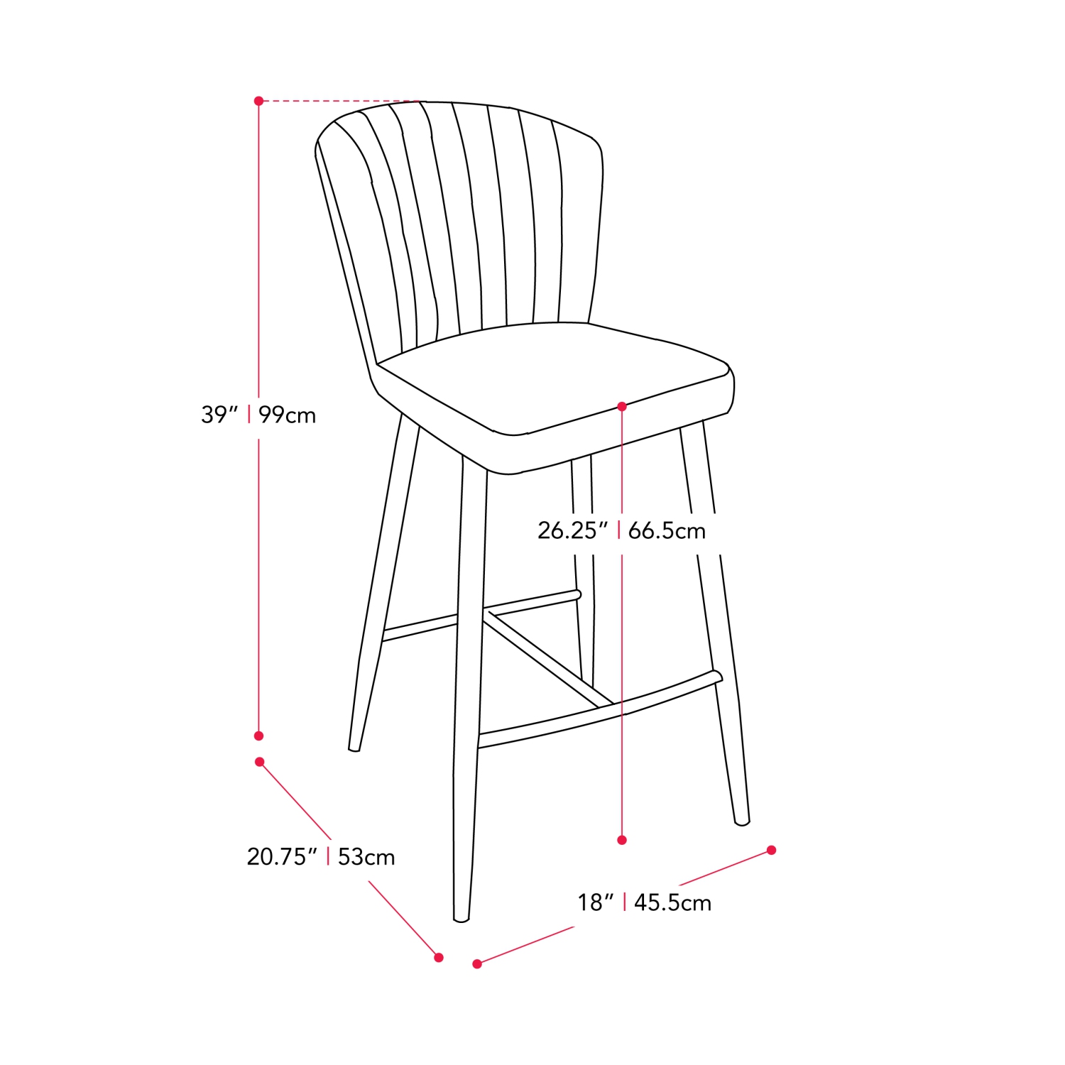 CorLiving Jasper Channel Tufted Barstool