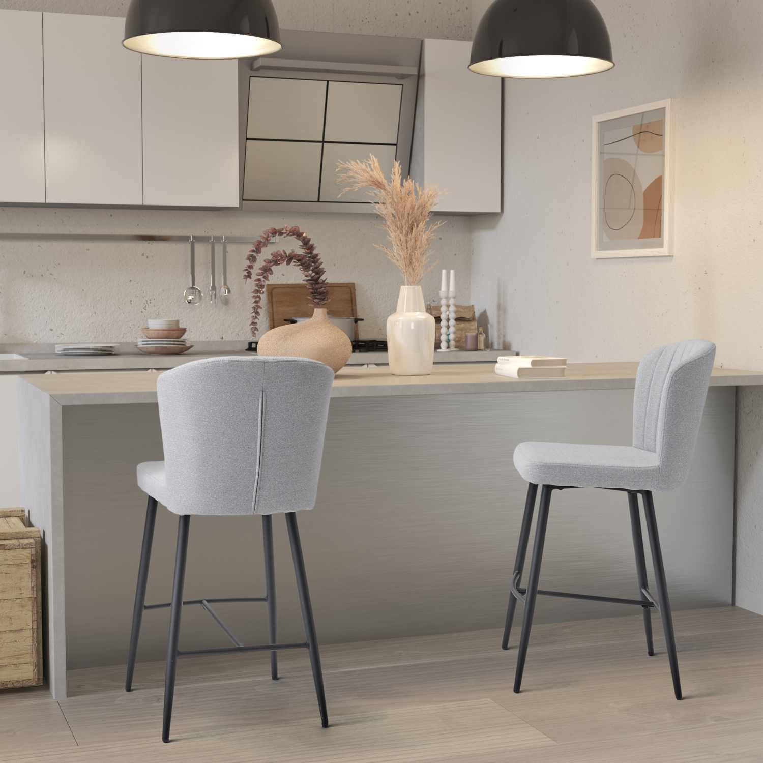 CorLiving Jasper Channel Tufted Barstool