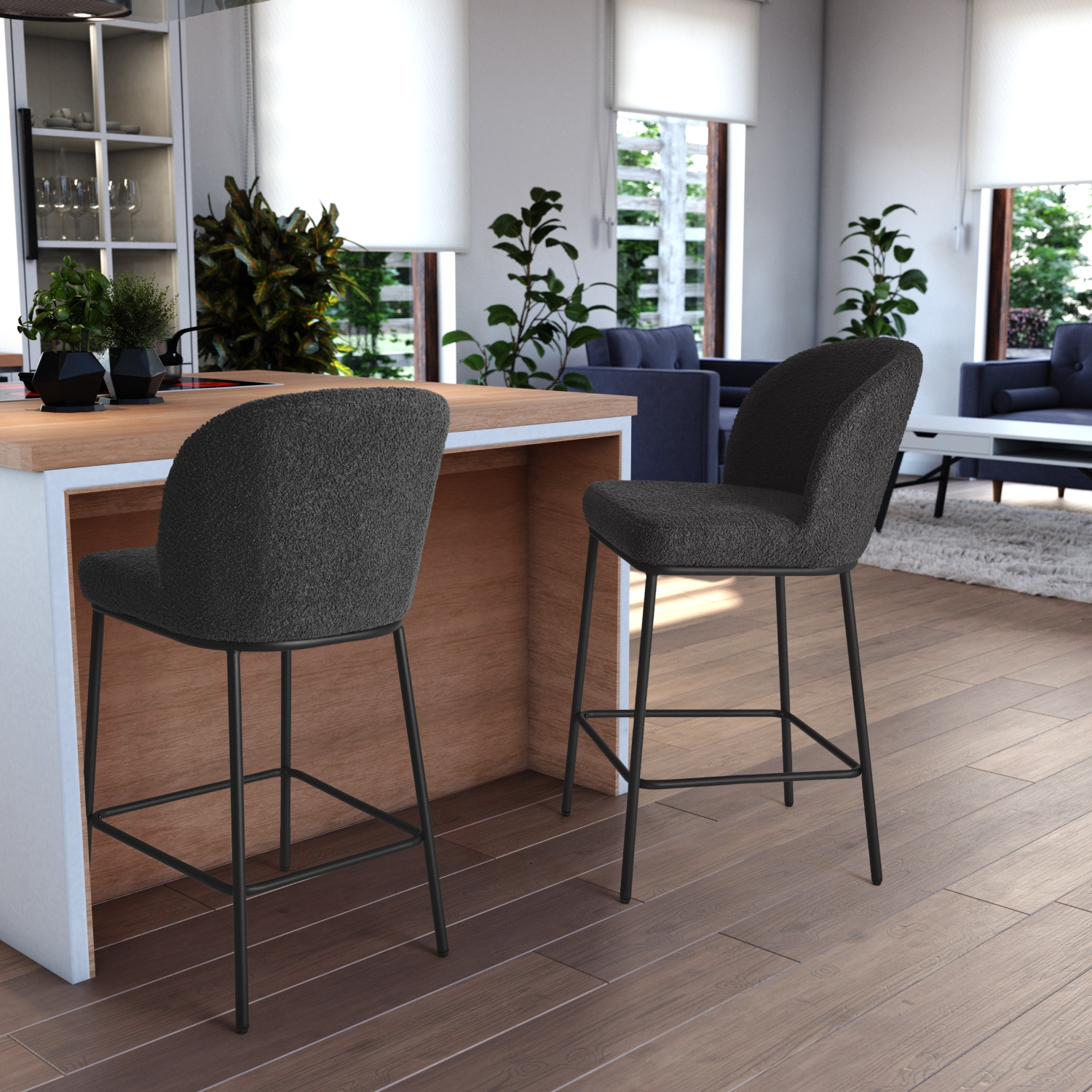 Tabourets de bar en forme de boucle de luxe de CorLiving - Ensemble de 2