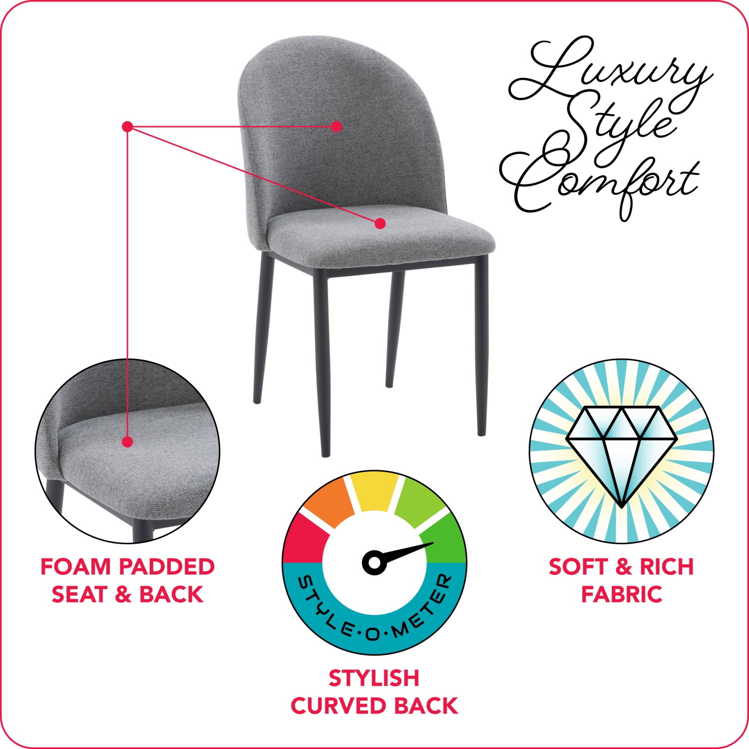 Chaise d'appoint avec pattes noires Nash de CorLiving - Gris