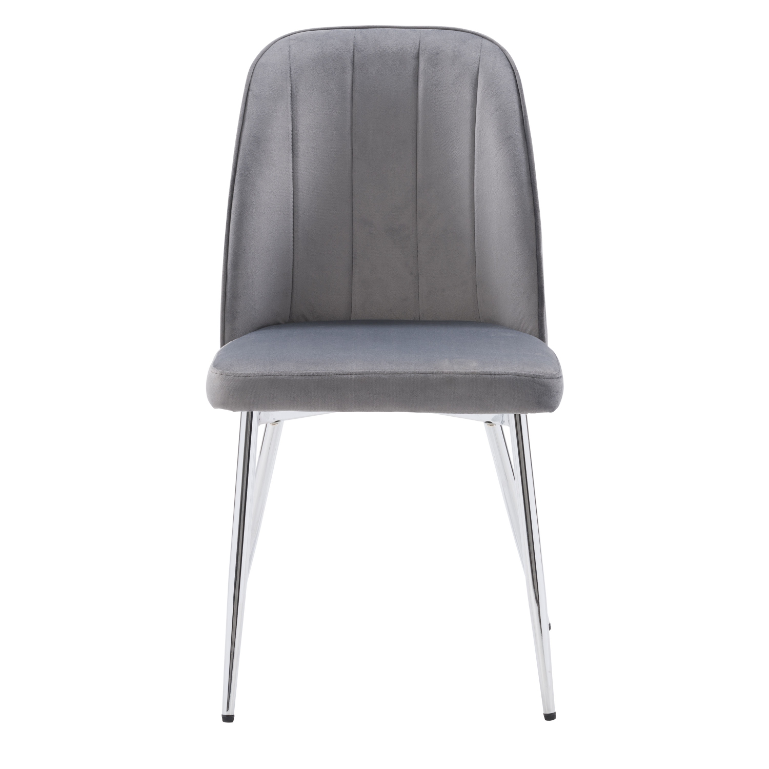 CorLiving Nash Velvet Channel Tufted Side Chair, Dark Grey