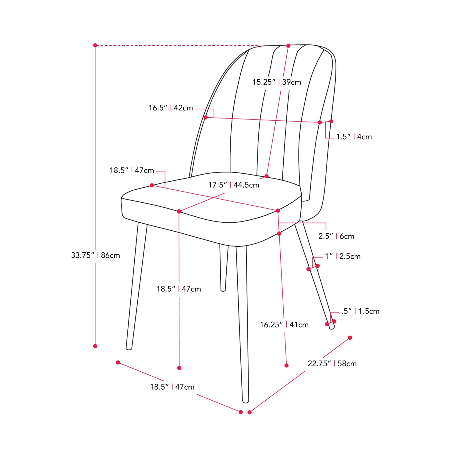 CorLiving Nash Velvet Channel Tufted Side Chair, Dark Grey